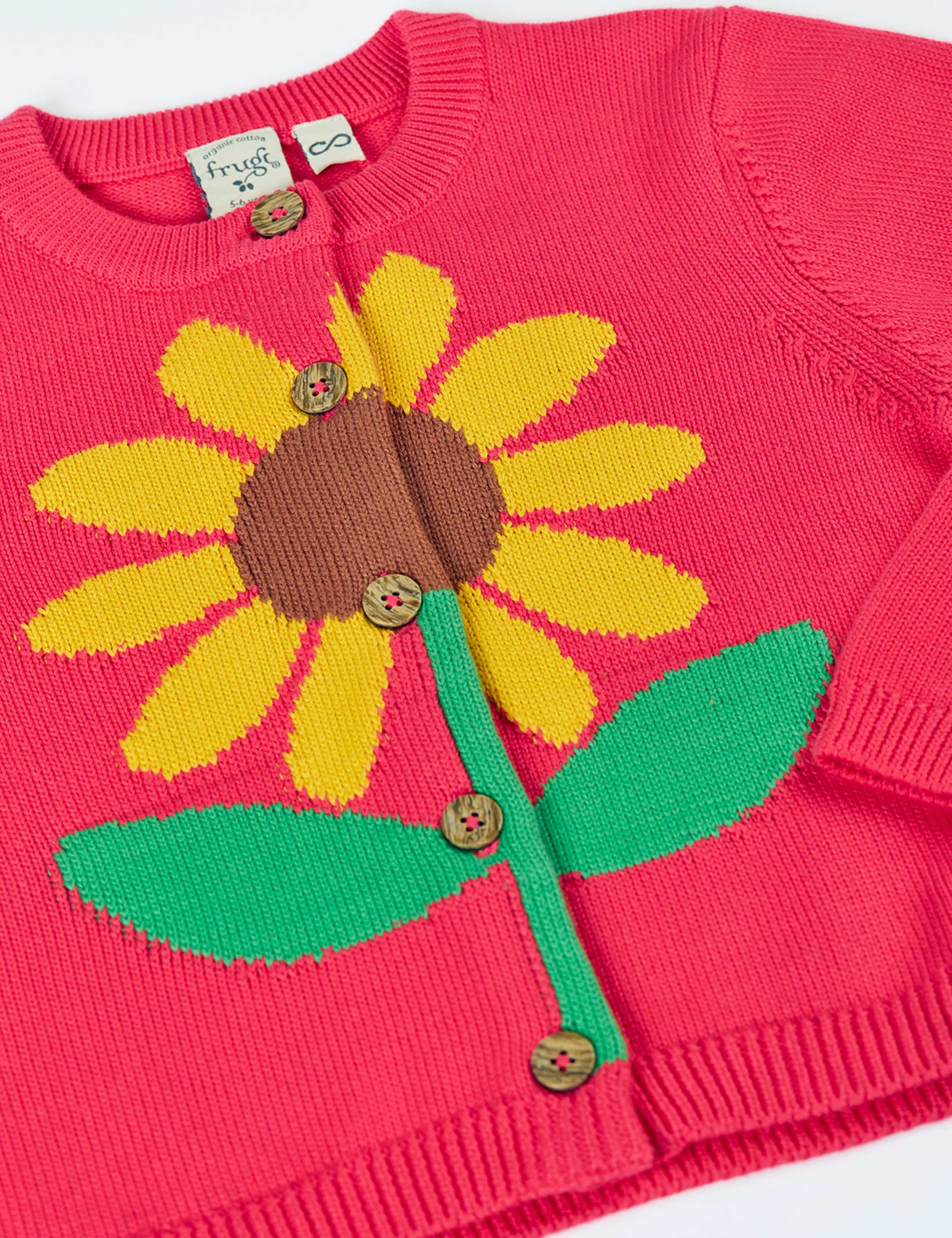 Pure Cotton Sunflower Knitted Cardigan (1-10 Yrs) 4 of 4