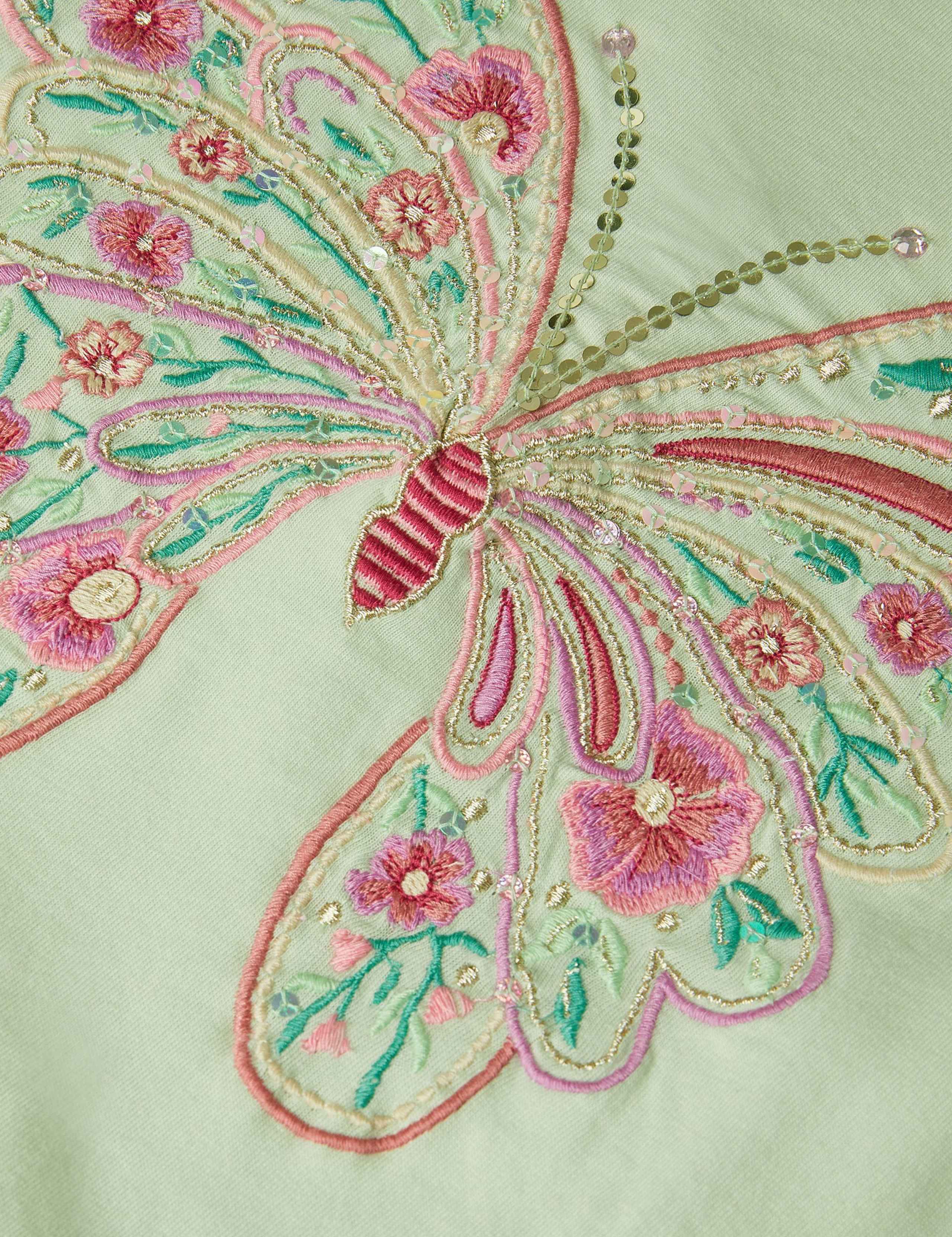 Pure Cotton Embroidered Butterfly T-Shirt (3-13 Years) 3 of 3