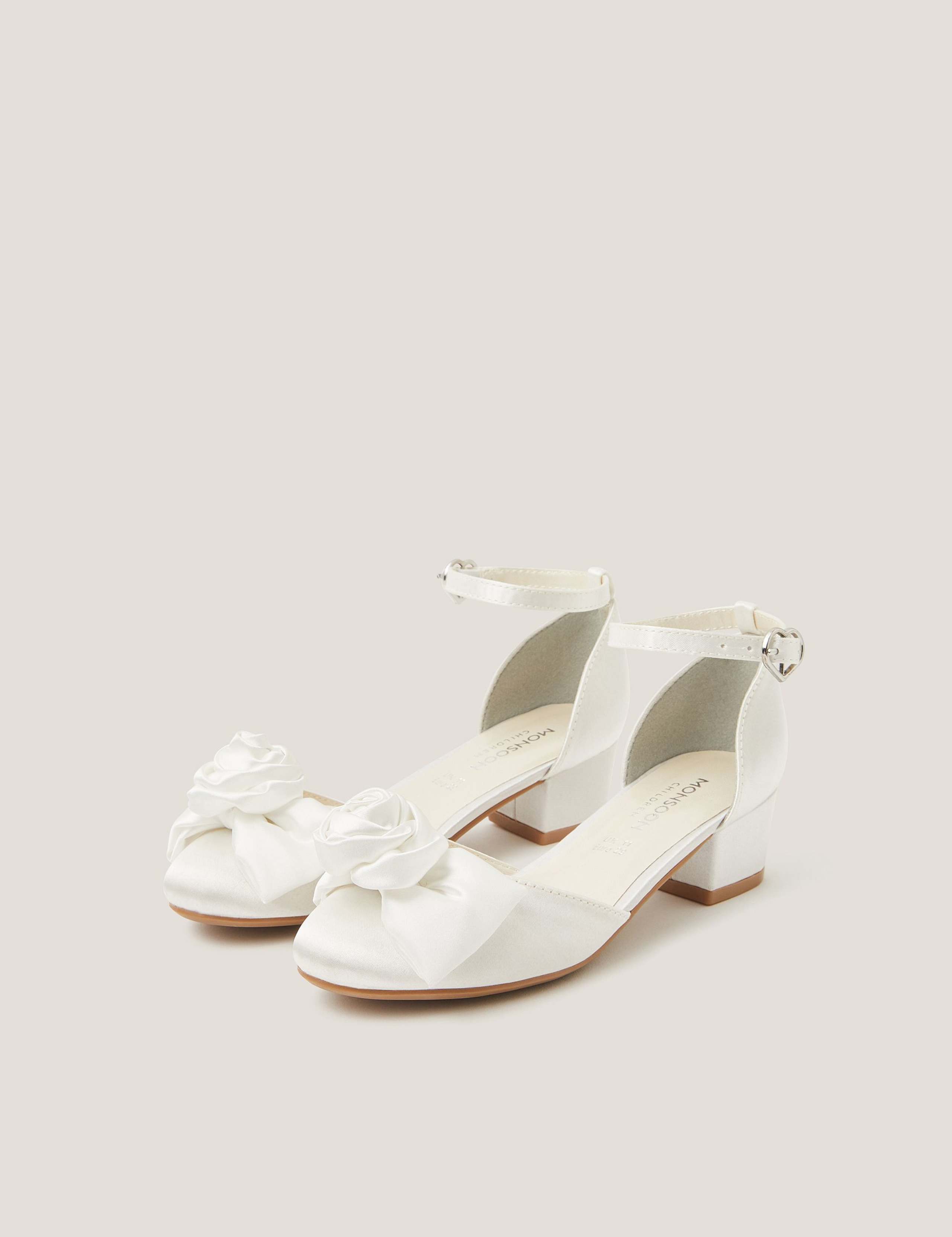 Kids' Satin Rosette Heels (7 Small-4 Large) 1 of 3