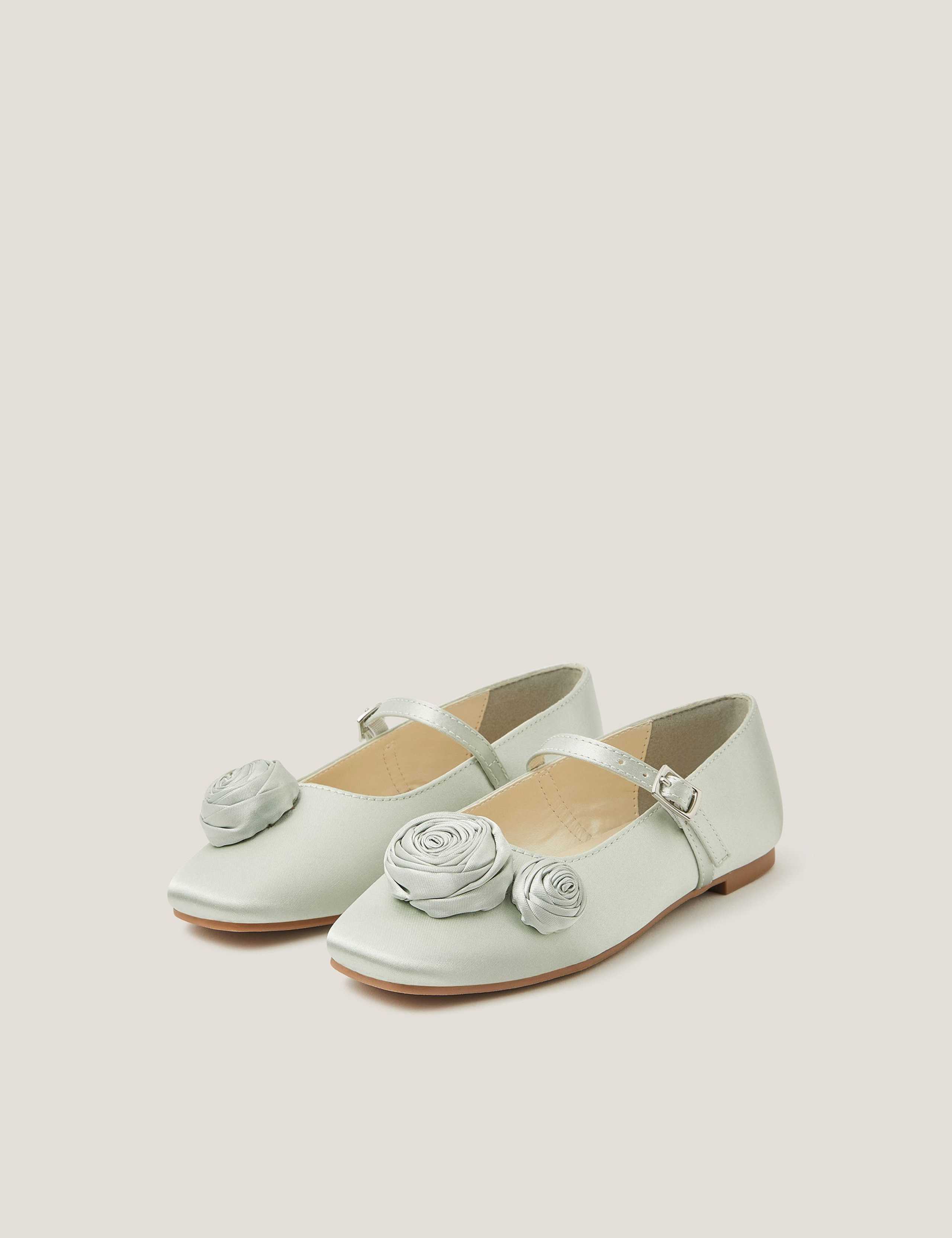 Kids' Rosette Satin Ballerina Shoes (7 Small-4 Large) 1 of 3