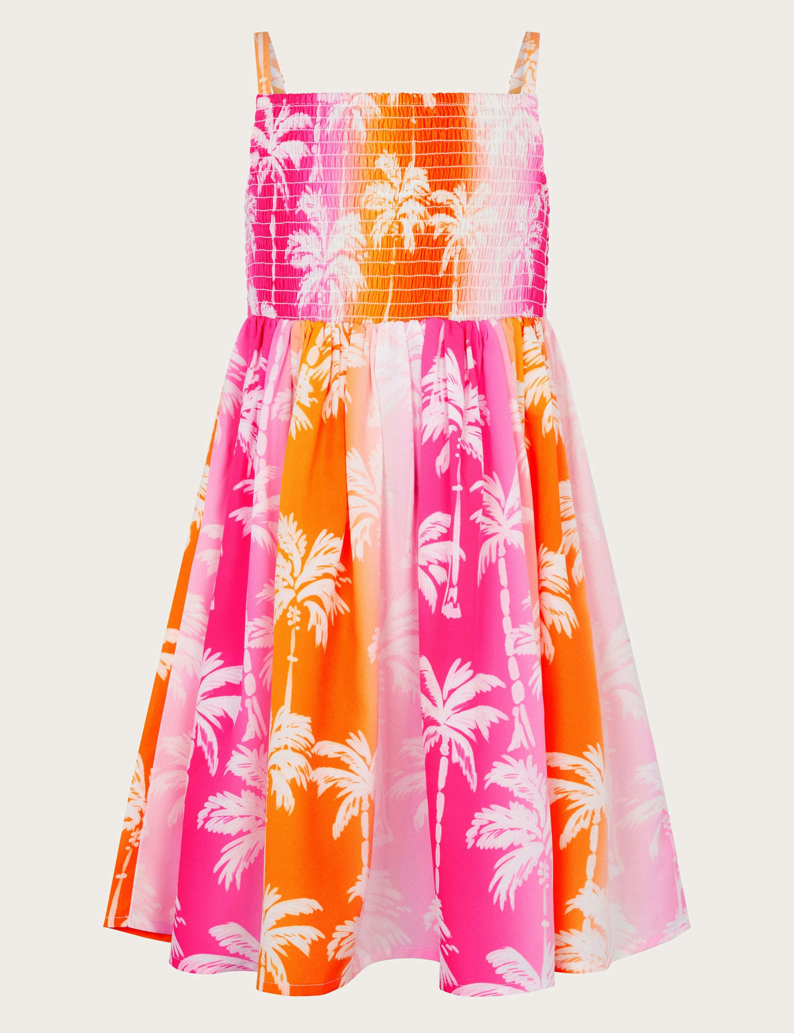Ombre Palm Tree Print Shirred Dress (3-13 Yrs) 4 of 4