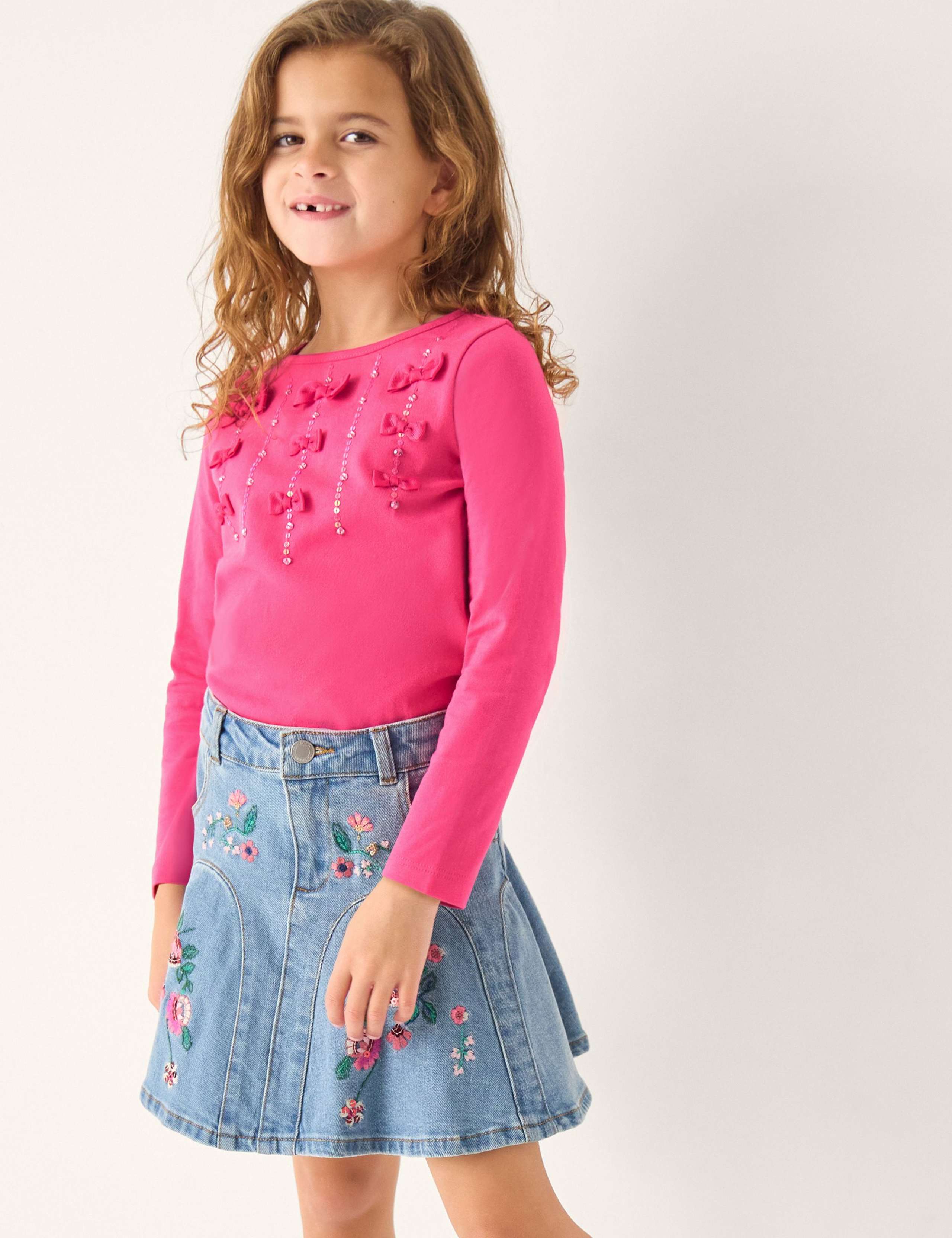 Denim Embroidered Skirt (3-13 Yrs) 1 of 4