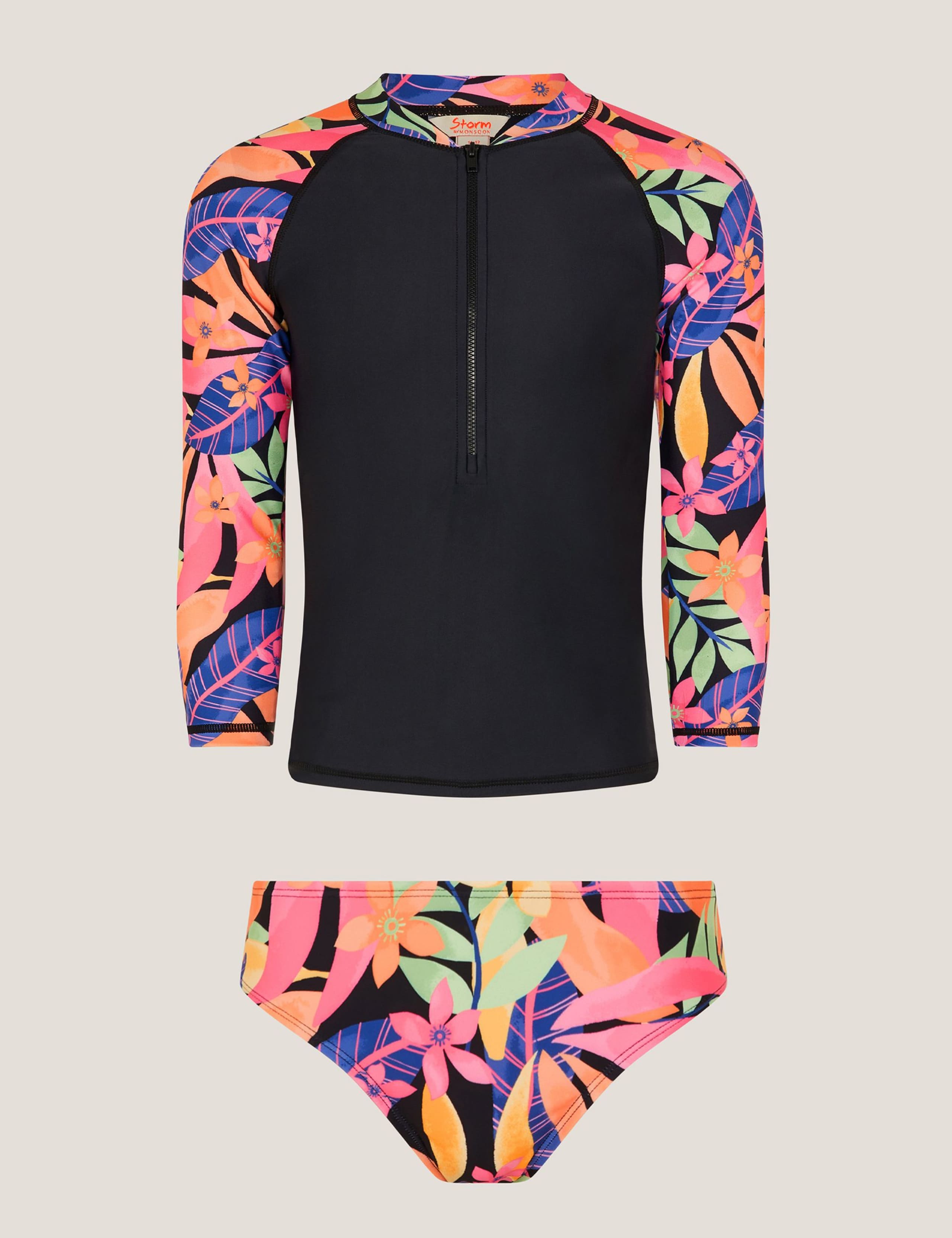 2 Piece Floral Long Sleeve Swim Set (7-15 Yrs) 2 of 3