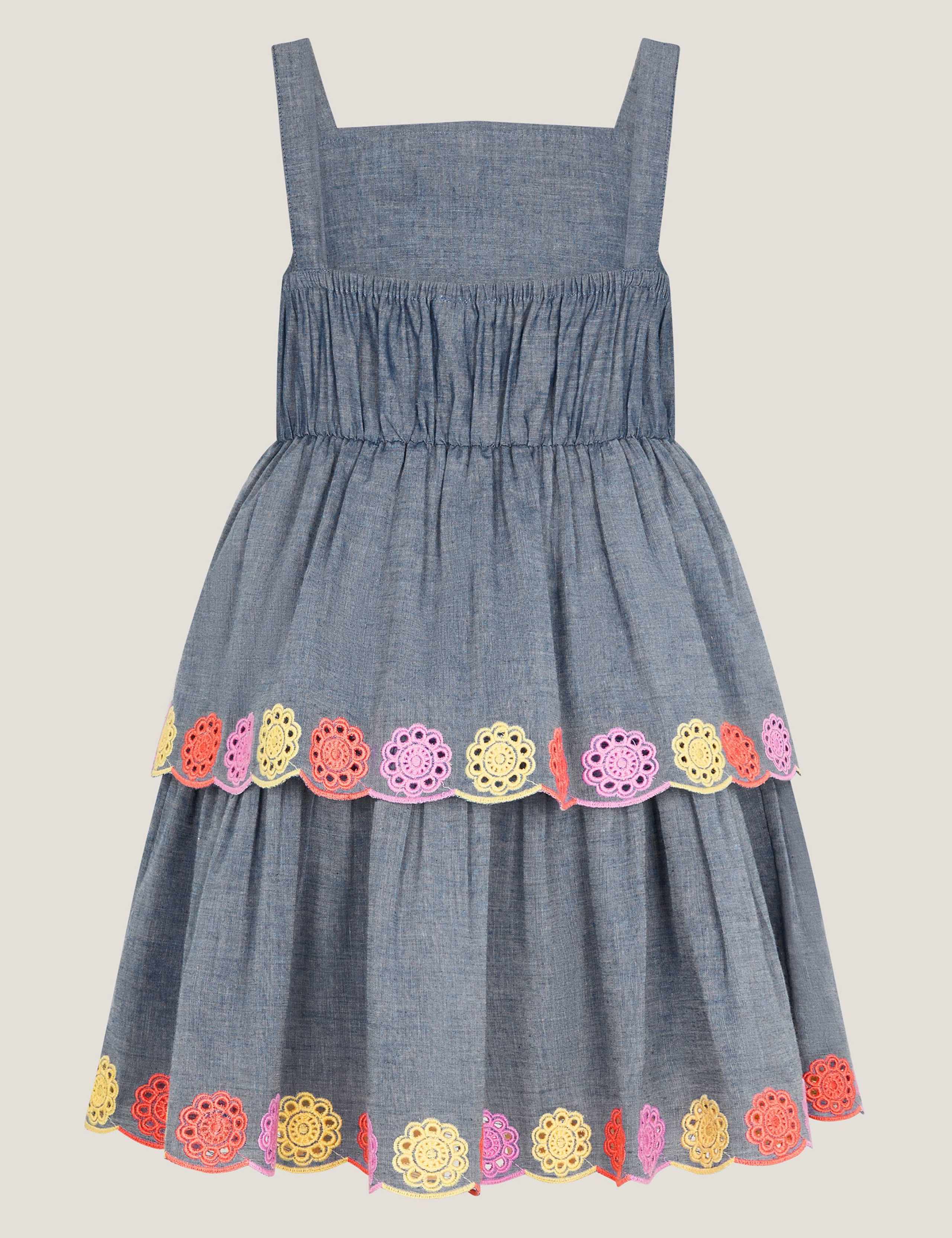Pure Cotton Floral Broderie Tiered Dress (3-13 Yrs) 3 of 3