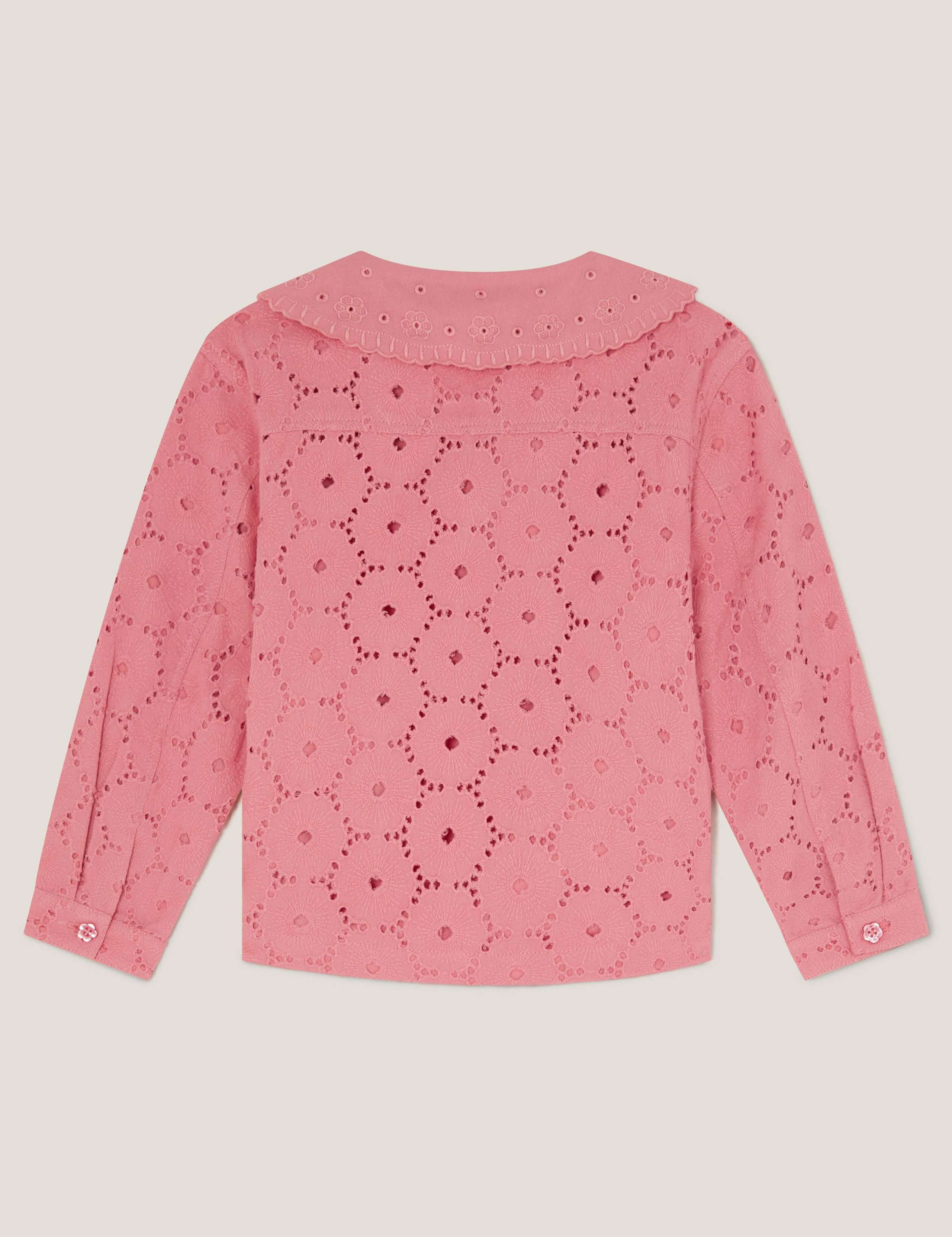 Pure Cotton Broderie Collared Jacket (3-15 Yrs) 2 of 3
