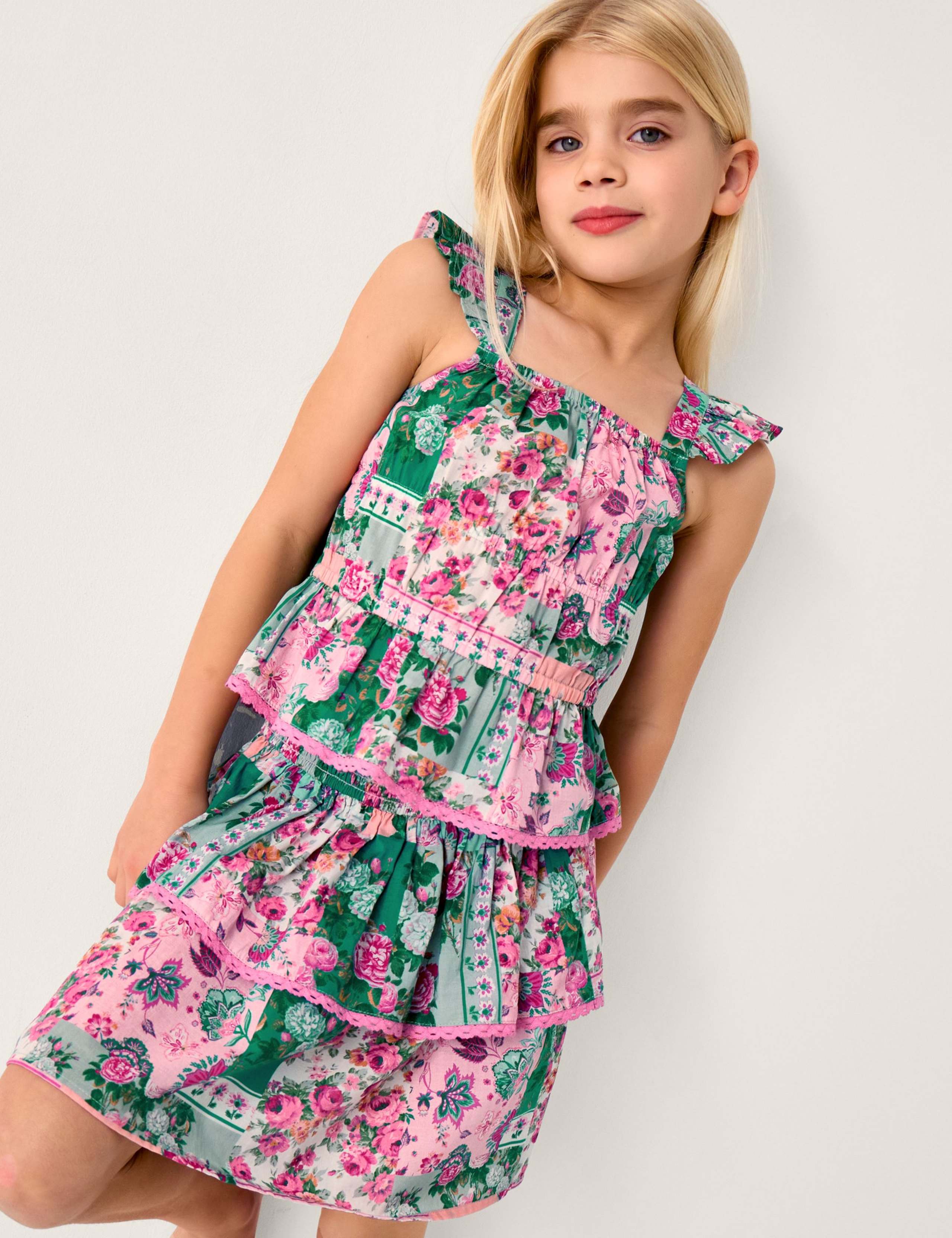 2 Piece Pure Cotton Floral Top & Bottom Outfit (3-15 Yrs) 1 of 4