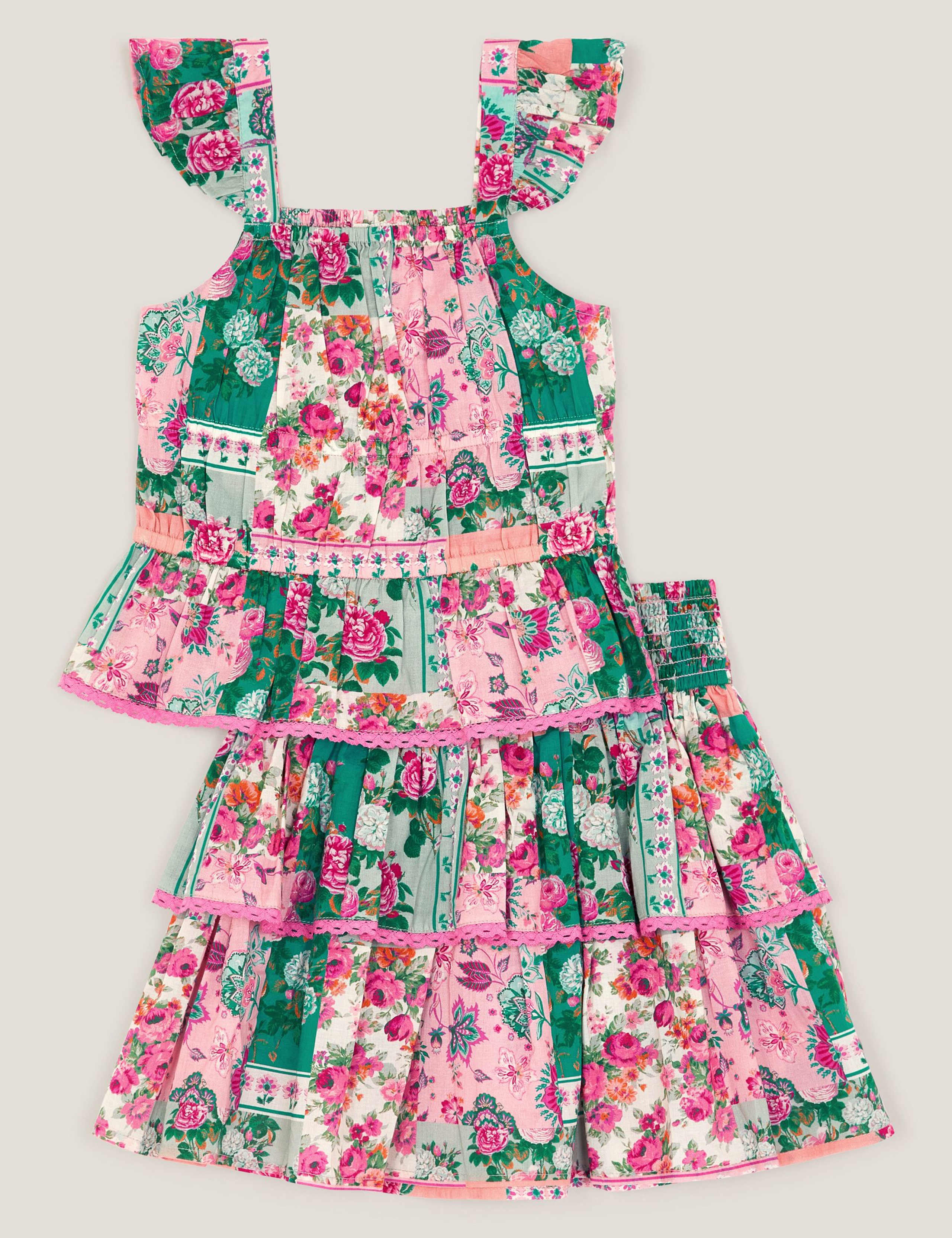 2 Piece Pure Cotton Floral Top & Bottom Outfit (3-15 Yrs) 3 of 4