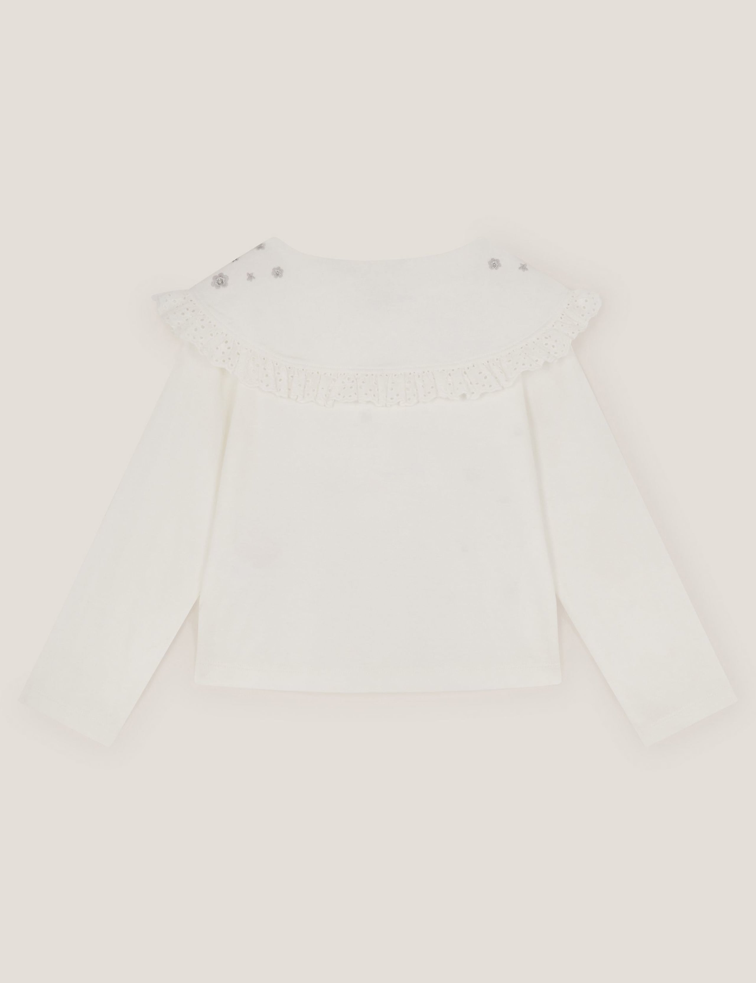 Pure Cotton Broderie Sailor Collar Top (3-13 Yrs) 3 of 3