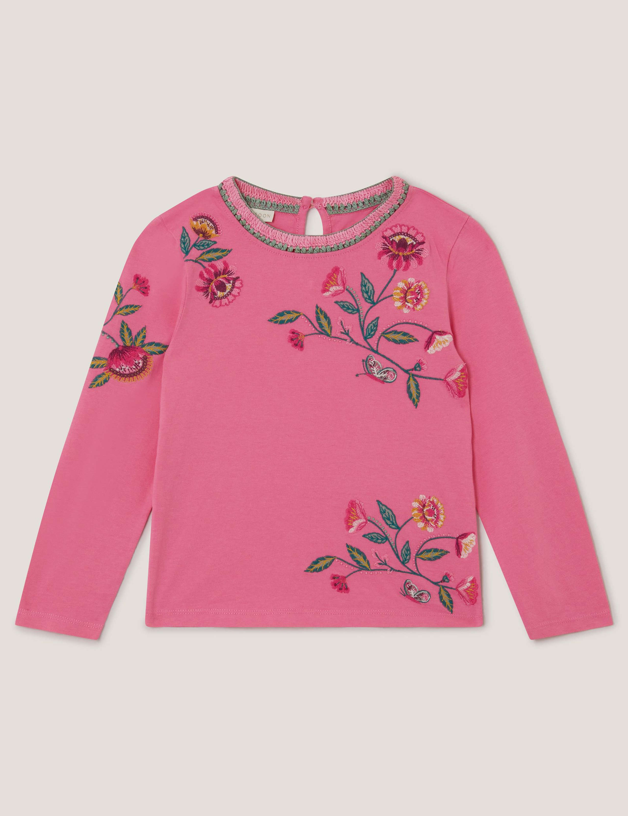Pure Cotton Floral Embroidered Top (3-13 Years) 1 of 3