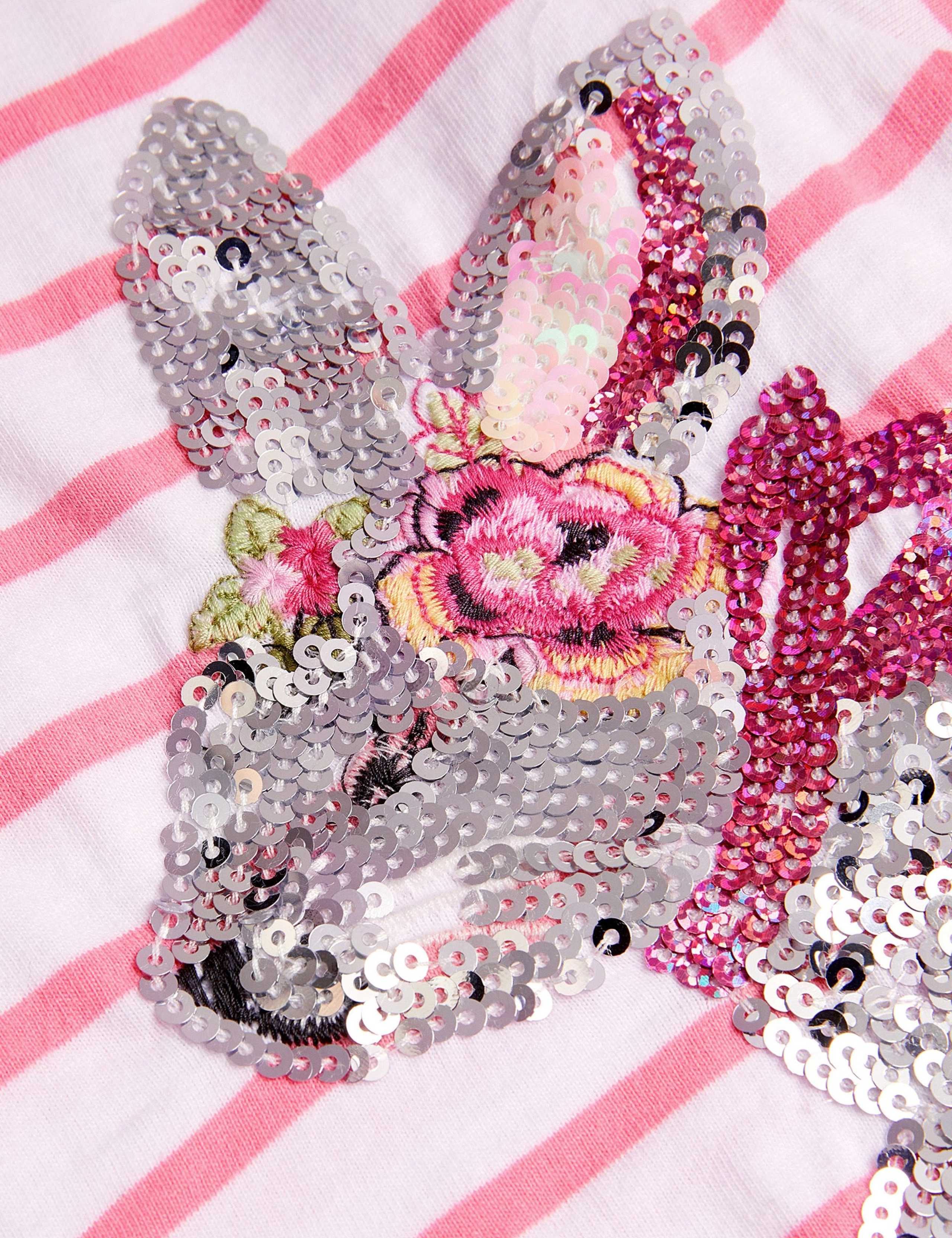 Pure Cotton Striped Sequin Bunny Top (3-13 Yrs) 2 of 3