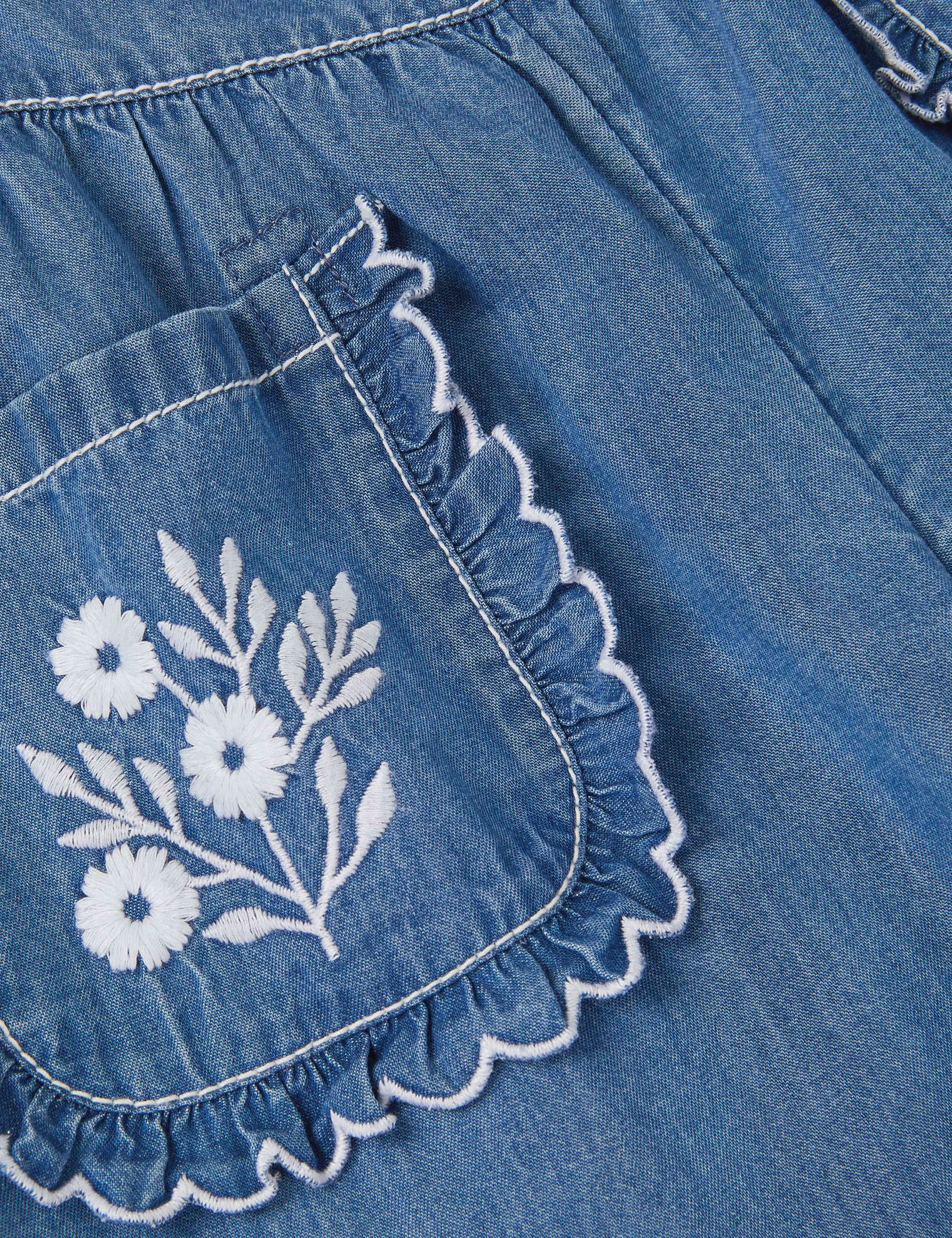 Pure Cotton Chambray Embroidered Trousers (3-15 Yrs) 3 of 3