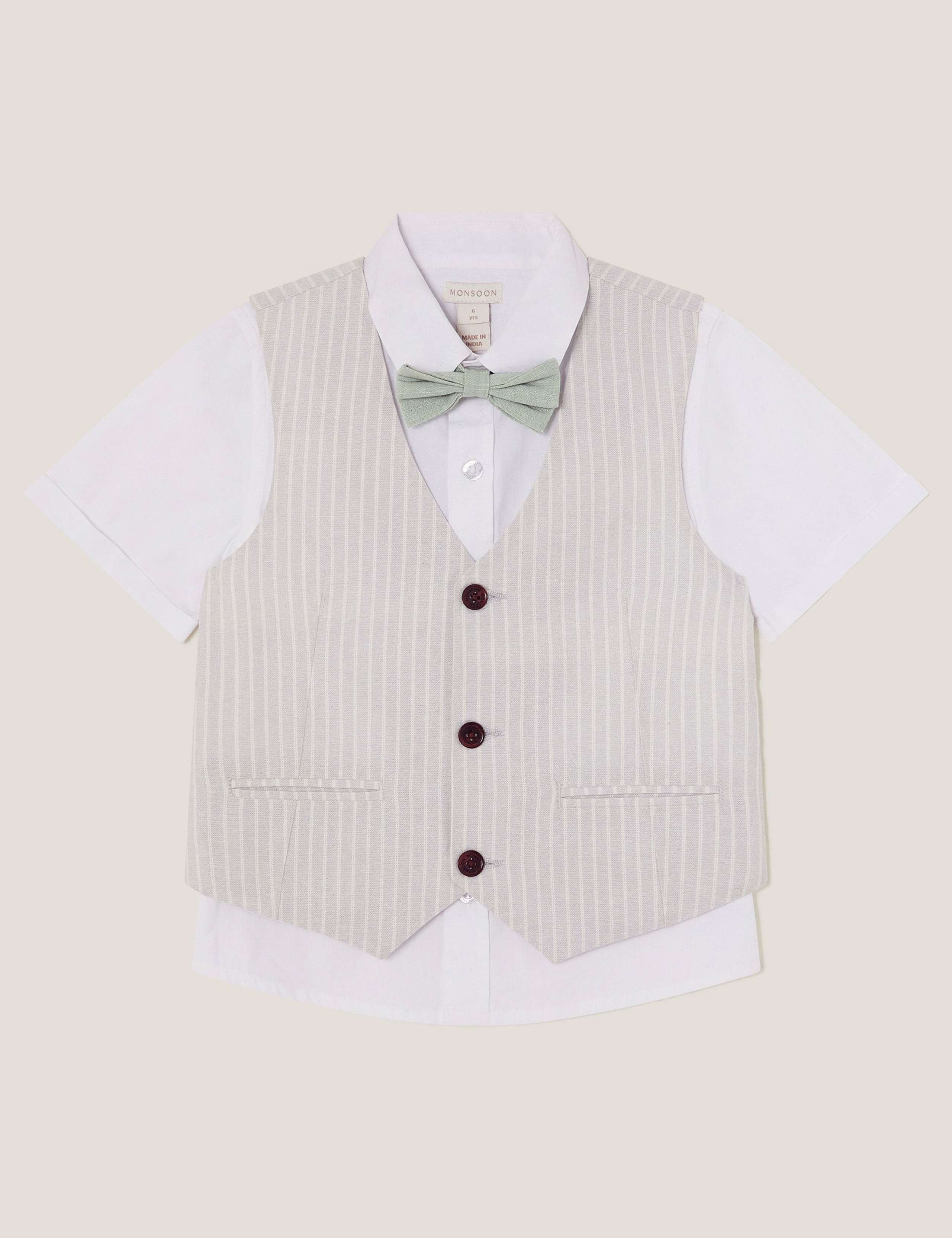 3pc Shirt & Waistcoat Set with Bow (18 Mths - 13 Yrs) 1 of 3