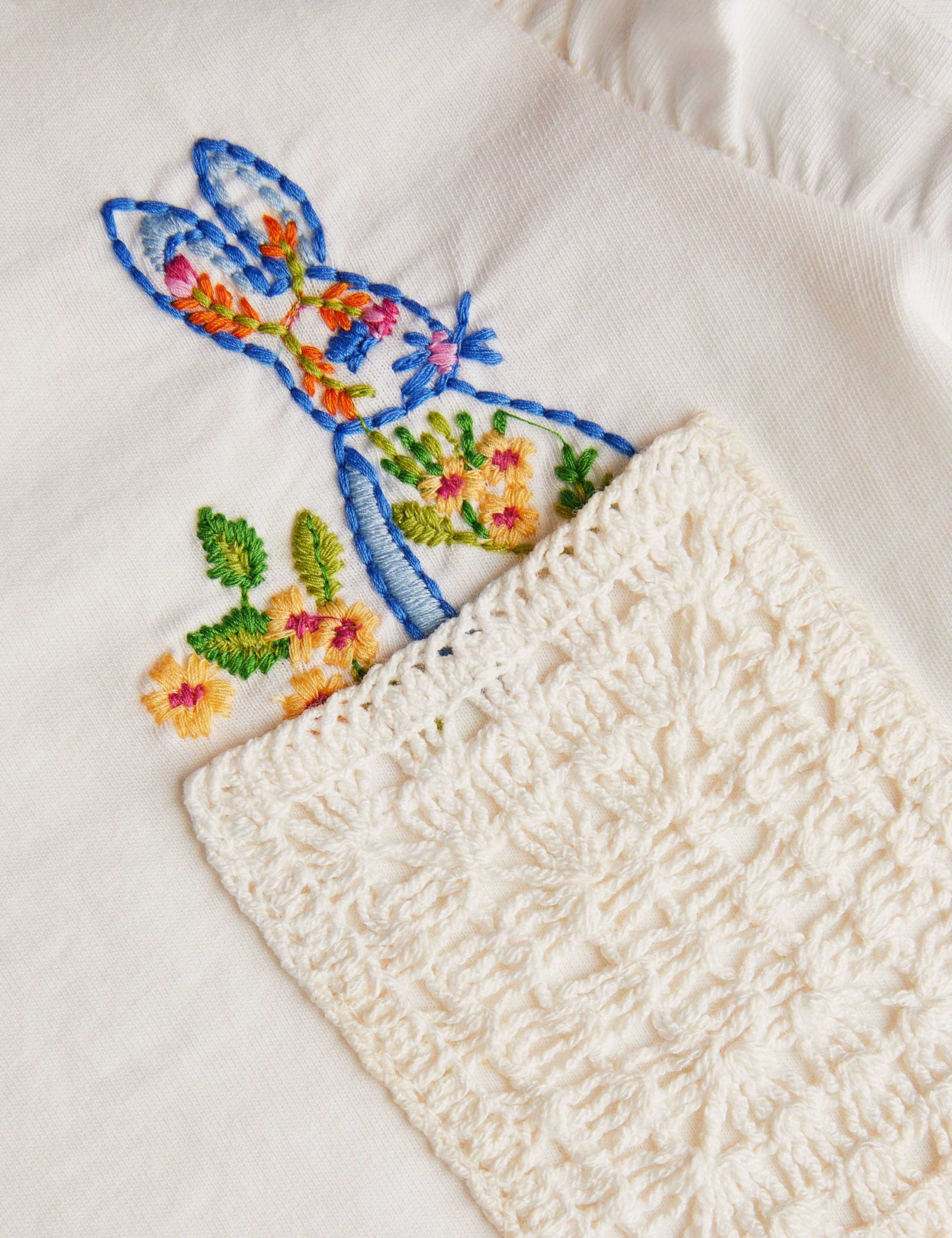 Pure Cotton Bunny Pocket Frill T-Shirt (3-13 Yrs) 2 of 3