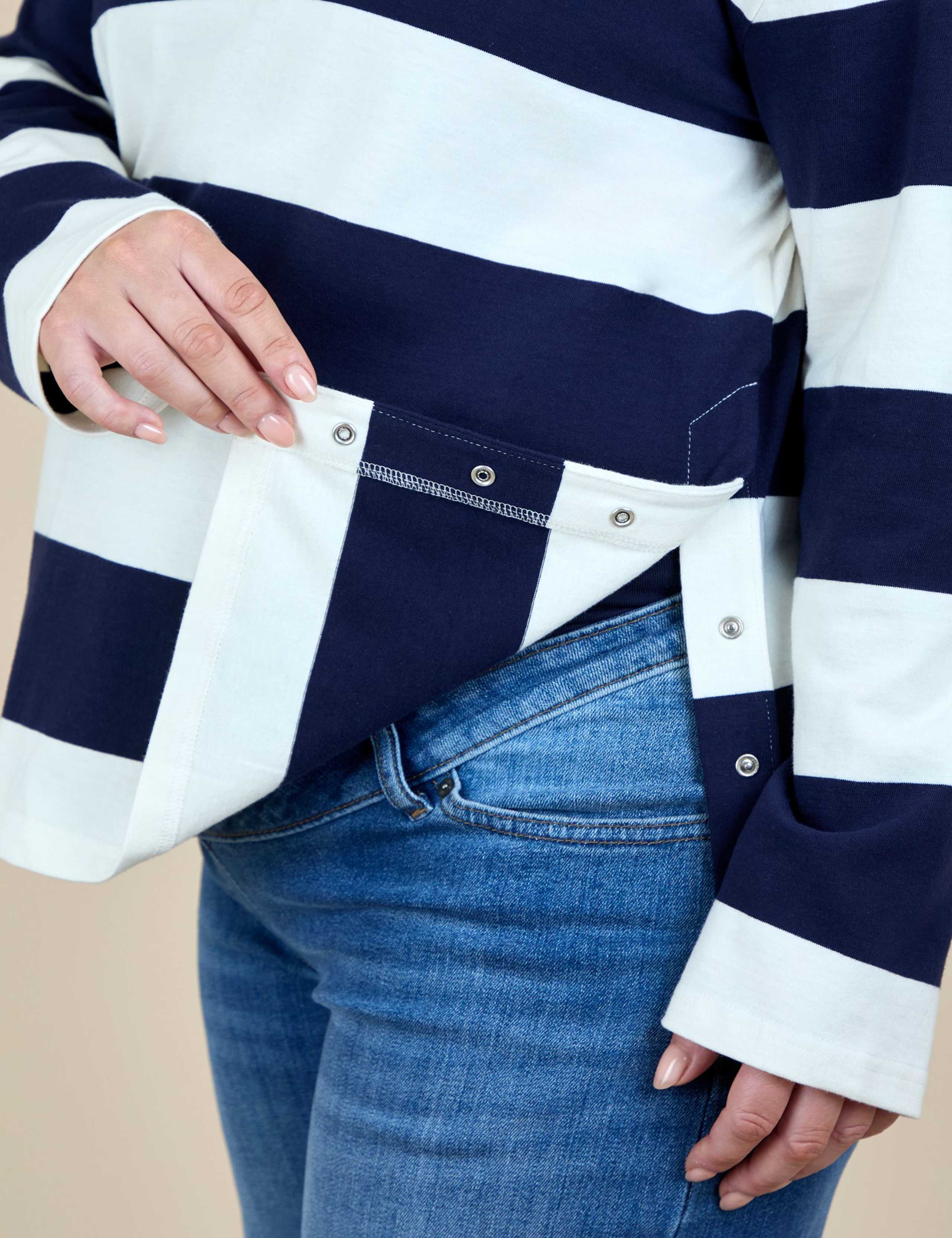 Maternity Pure Cotton Striped Rugby Top 3 of 4