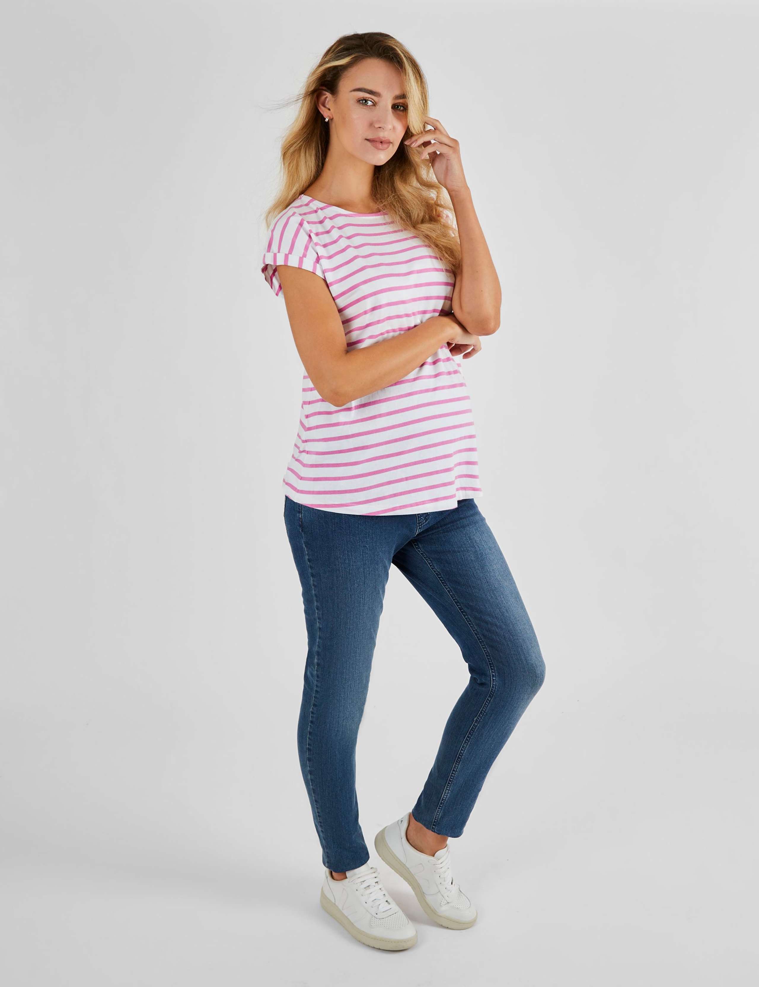 Maternity Pure Cotton Striped T-Shirt 3 of 5