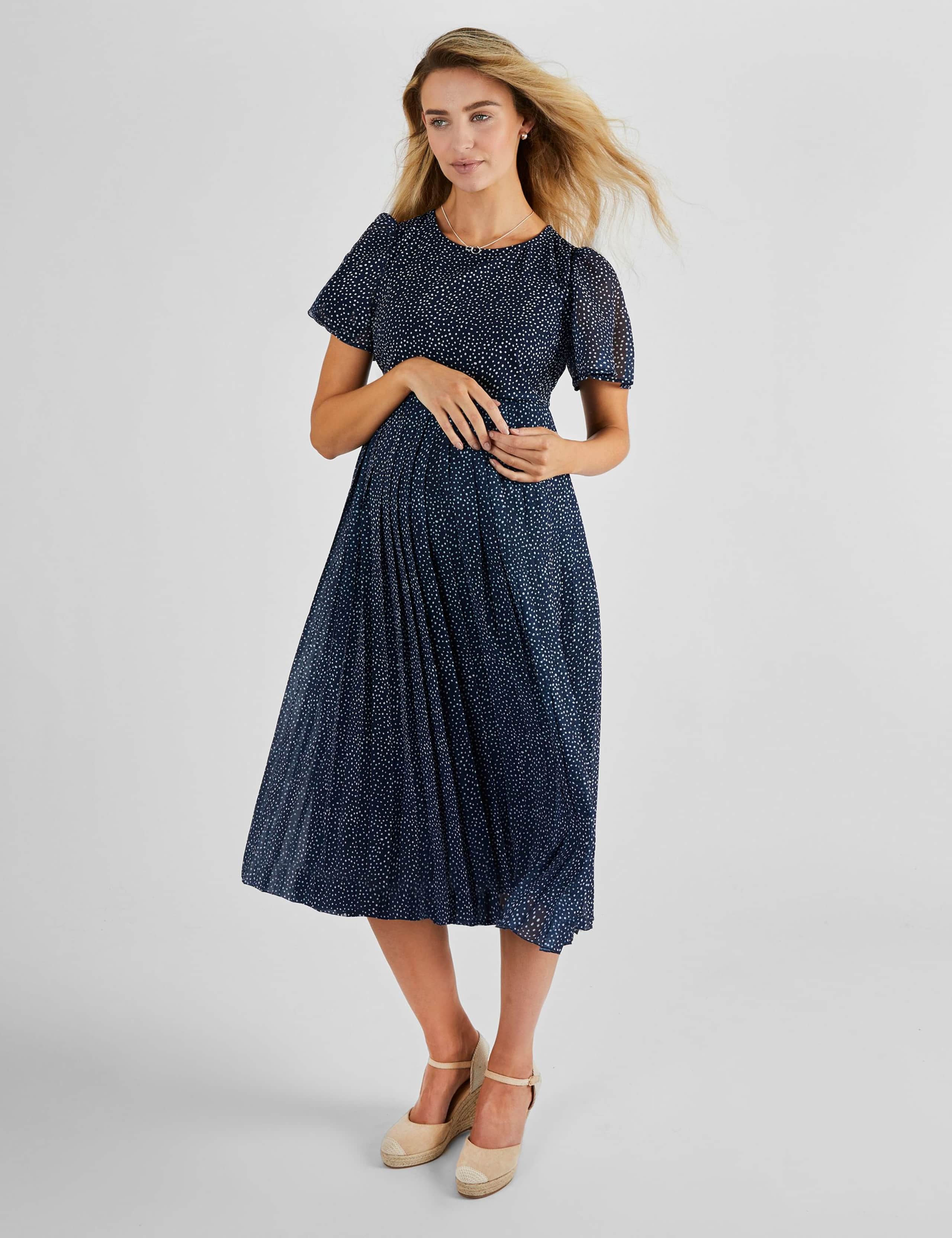 Maternity Chiffon Polka Dot Midi Dress 3 of 5