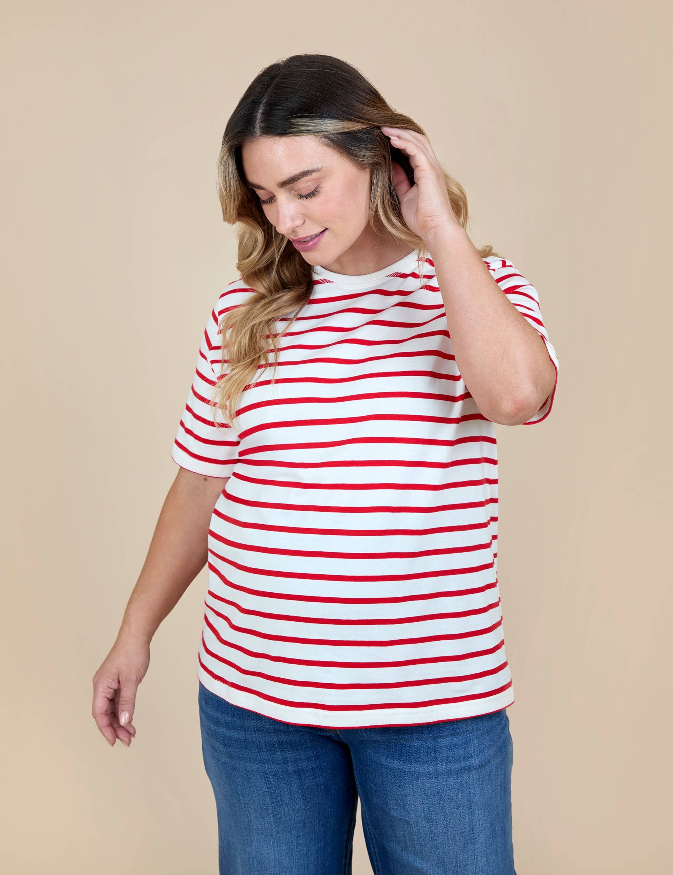 Maternity Pure Cotton Striped T-Shirt 2 of 5