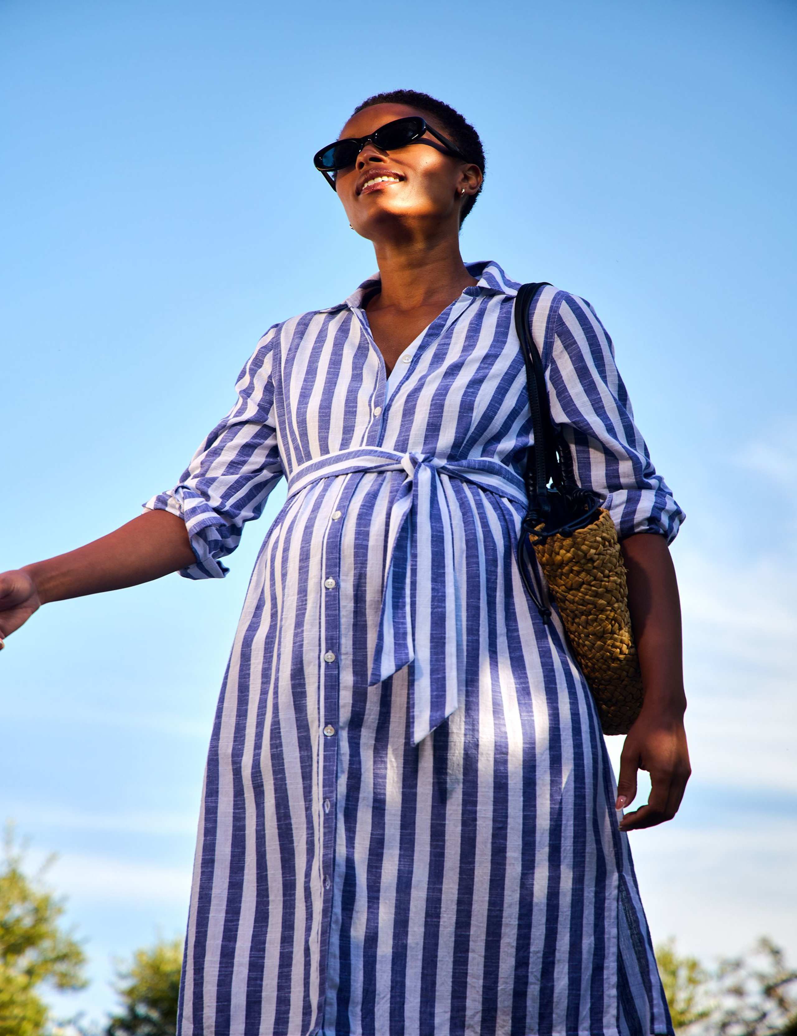 Maternity Pure Cotton Striped Shirt Dress 1 of 8