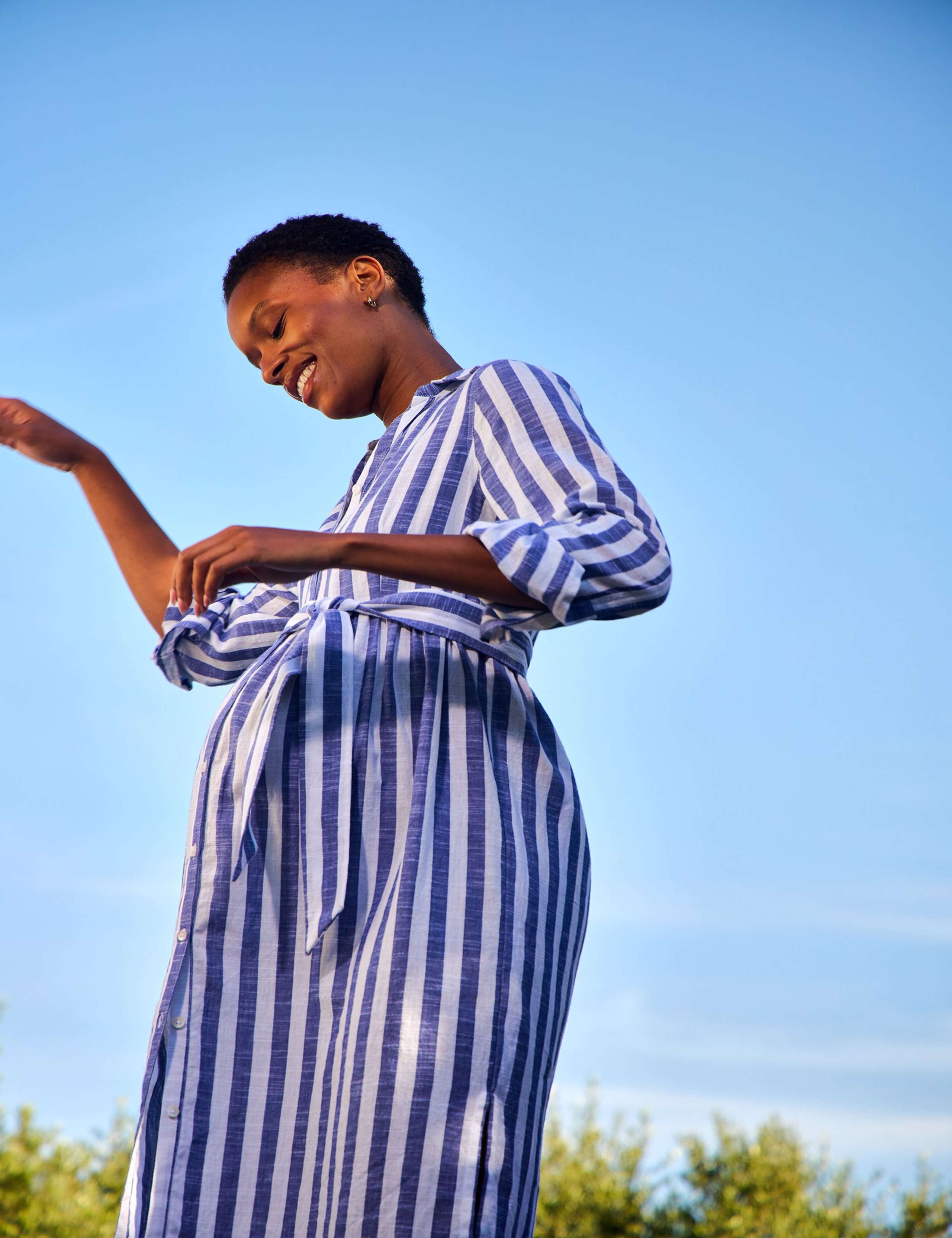 Maternity Pure Cotton Striped Shirt Dress 4 of 8