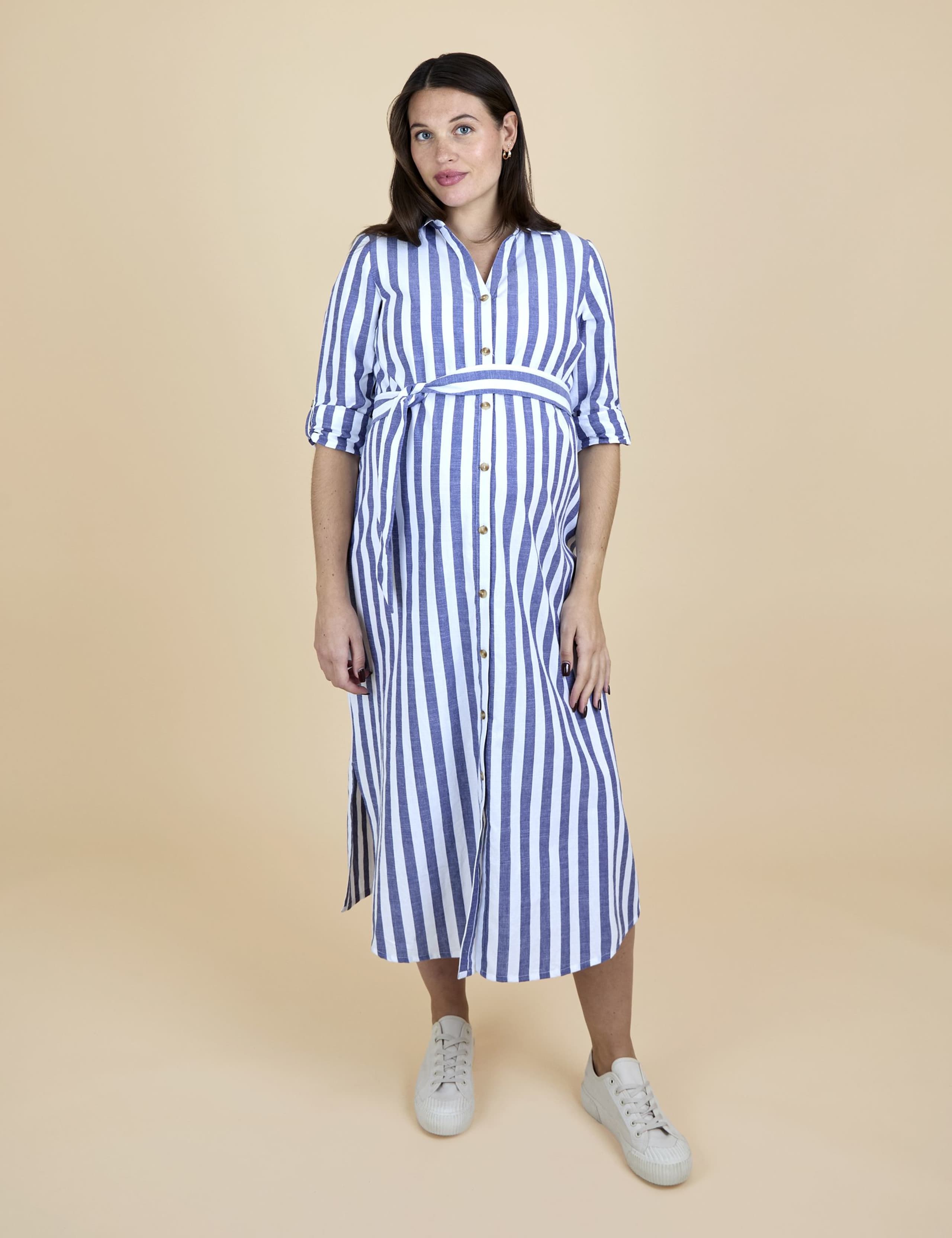 Maternity Pure Cotton Striped Shirt Dress 8 of 8