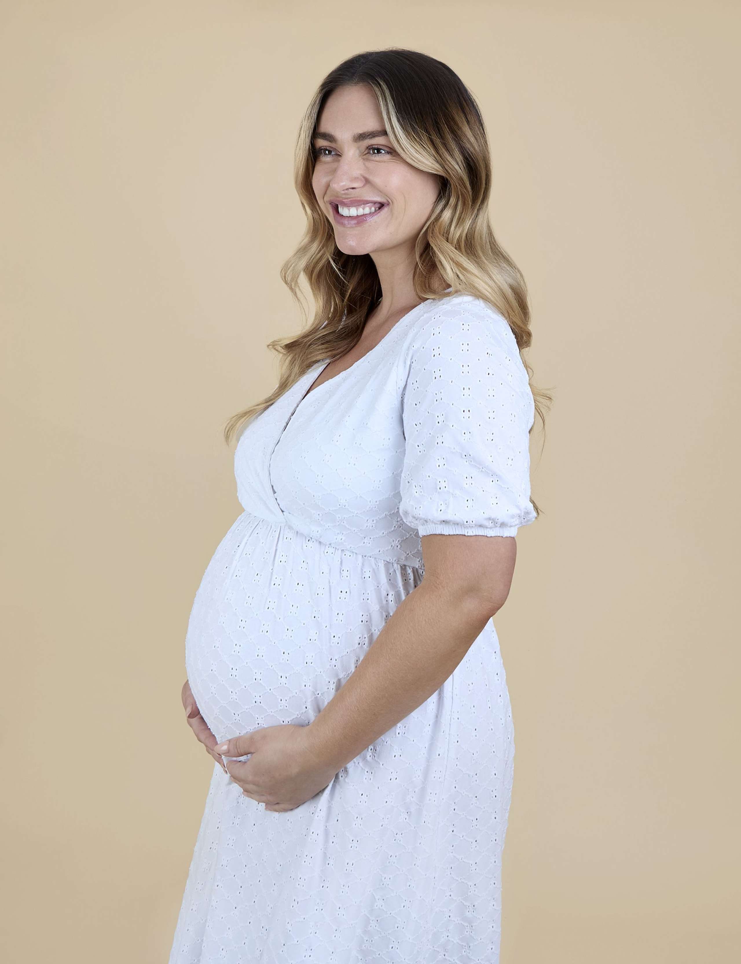 Maternity Broderie V-Neck Midi Dress 4 of 5