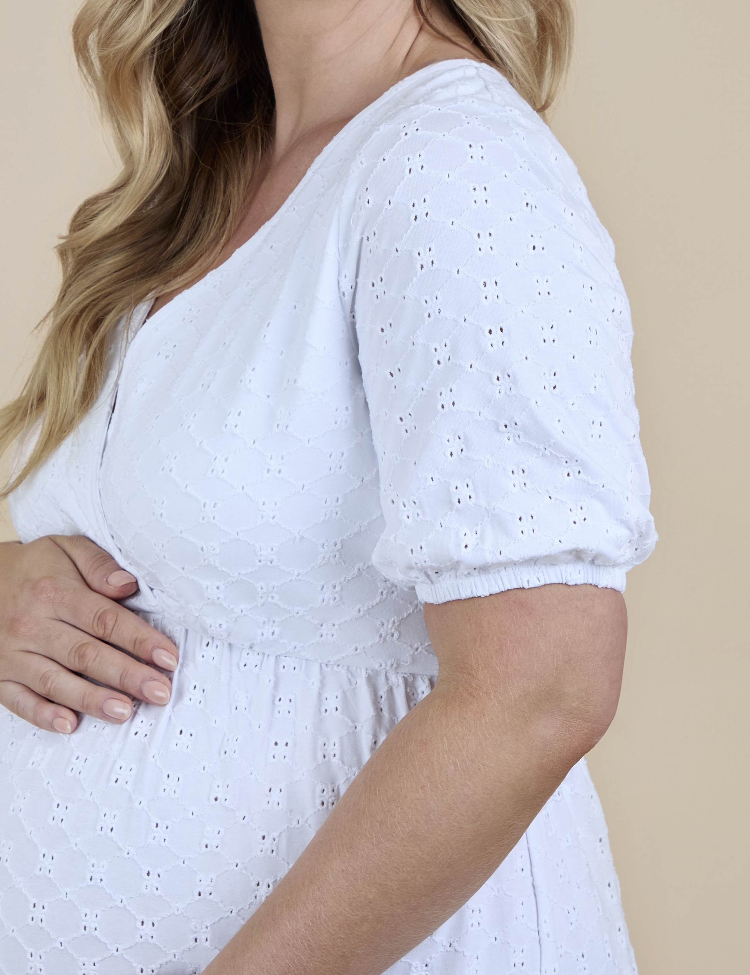 Maternity Broderie V-Neck Midi Dress 5 of 5