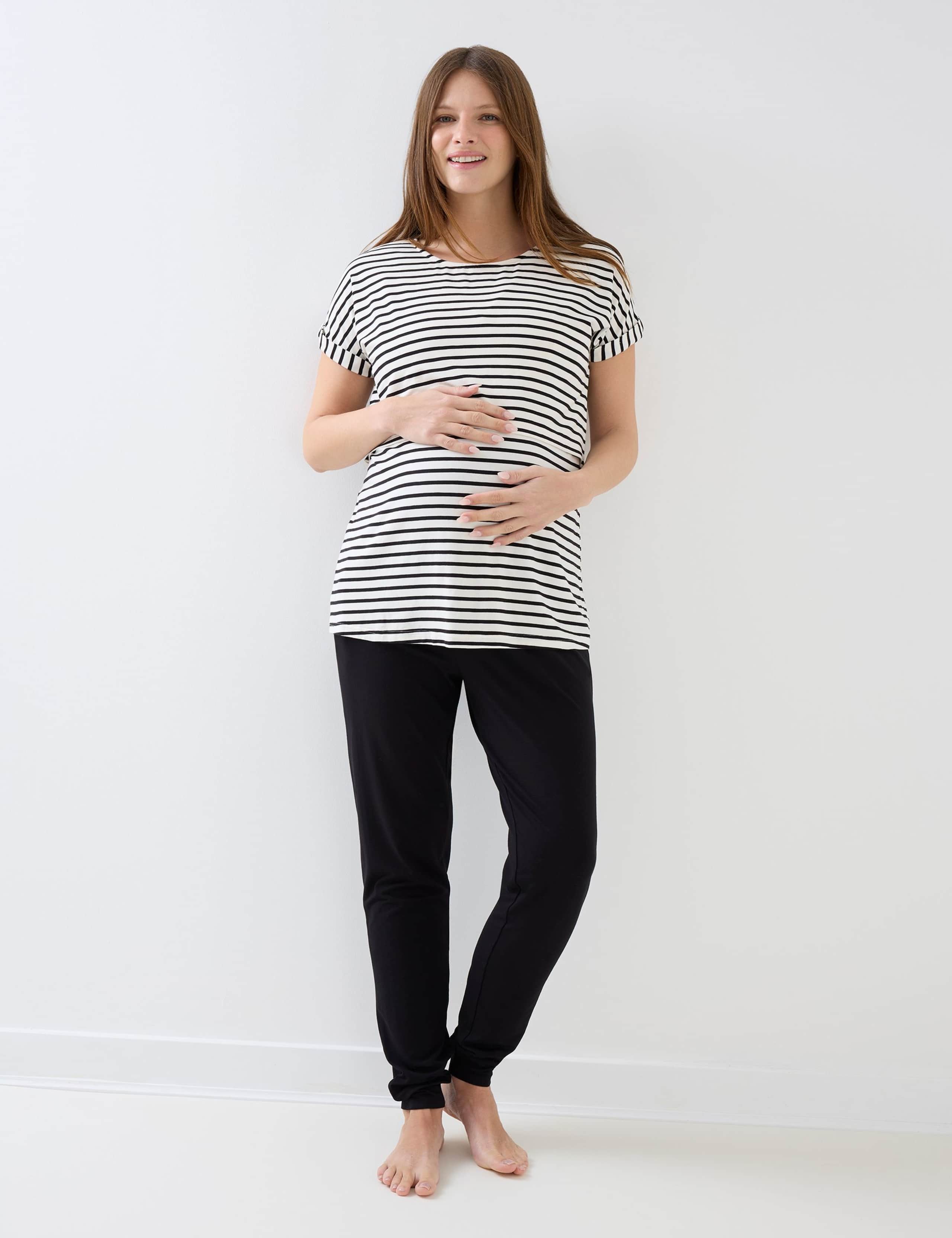 3 Piece Maternity Nursing Striped Pyjama Set 1 of 6