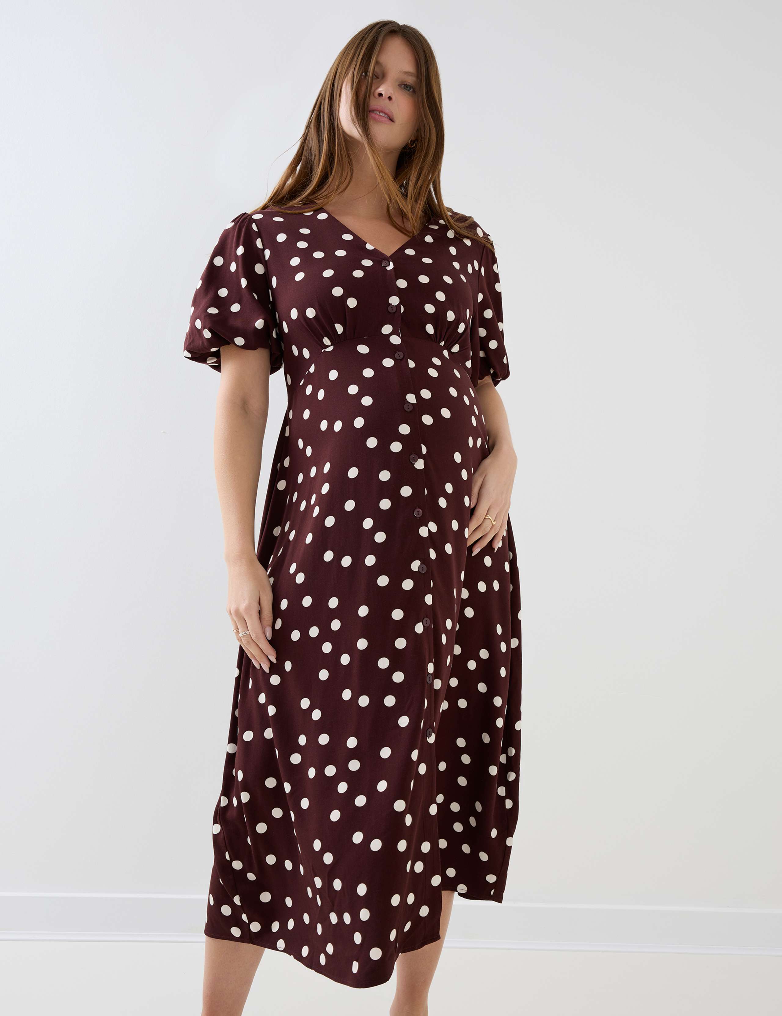 Maternity Spot Print Midi Dress 5 of 8