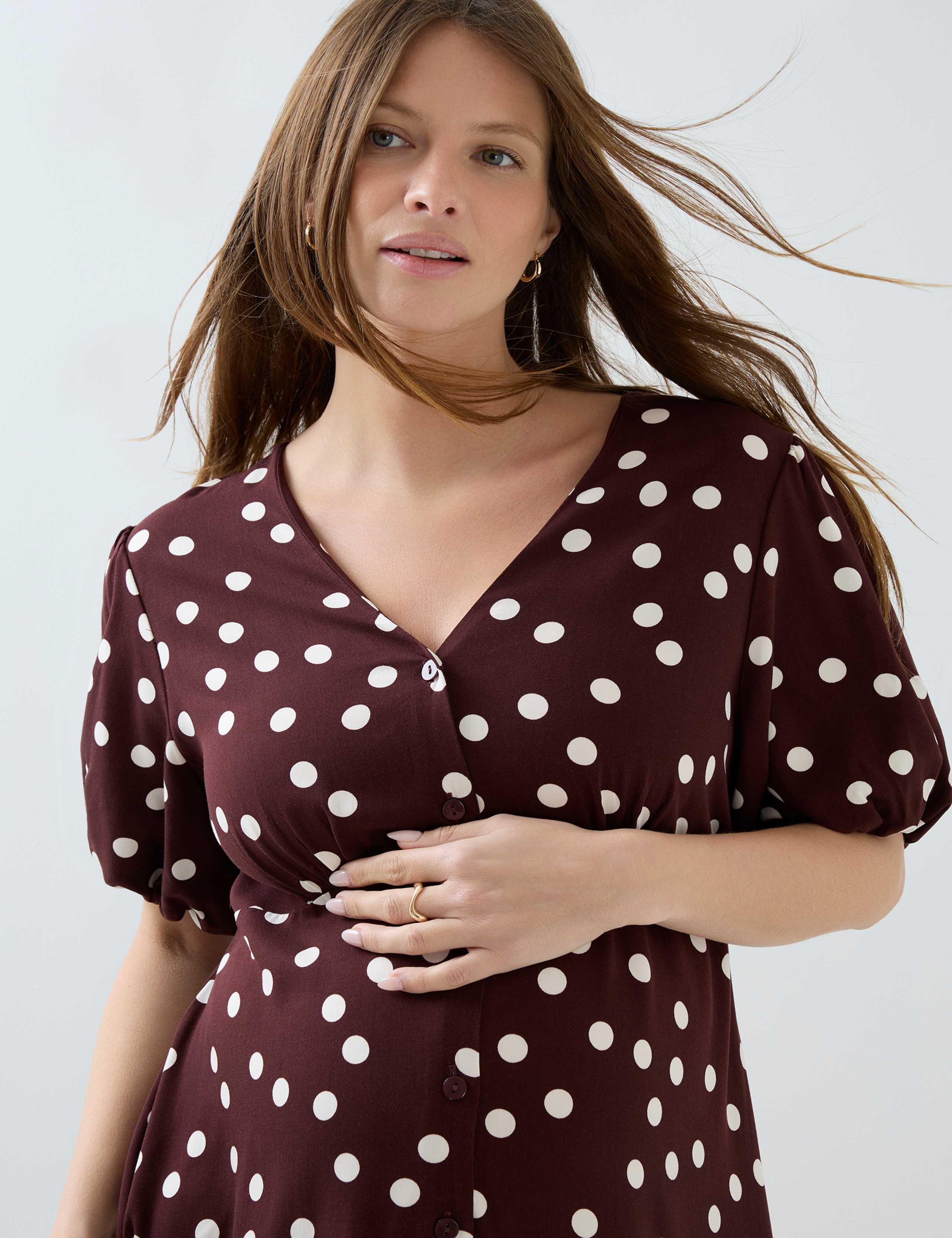 Maternity Spot Print Midi Dress 6 of 8