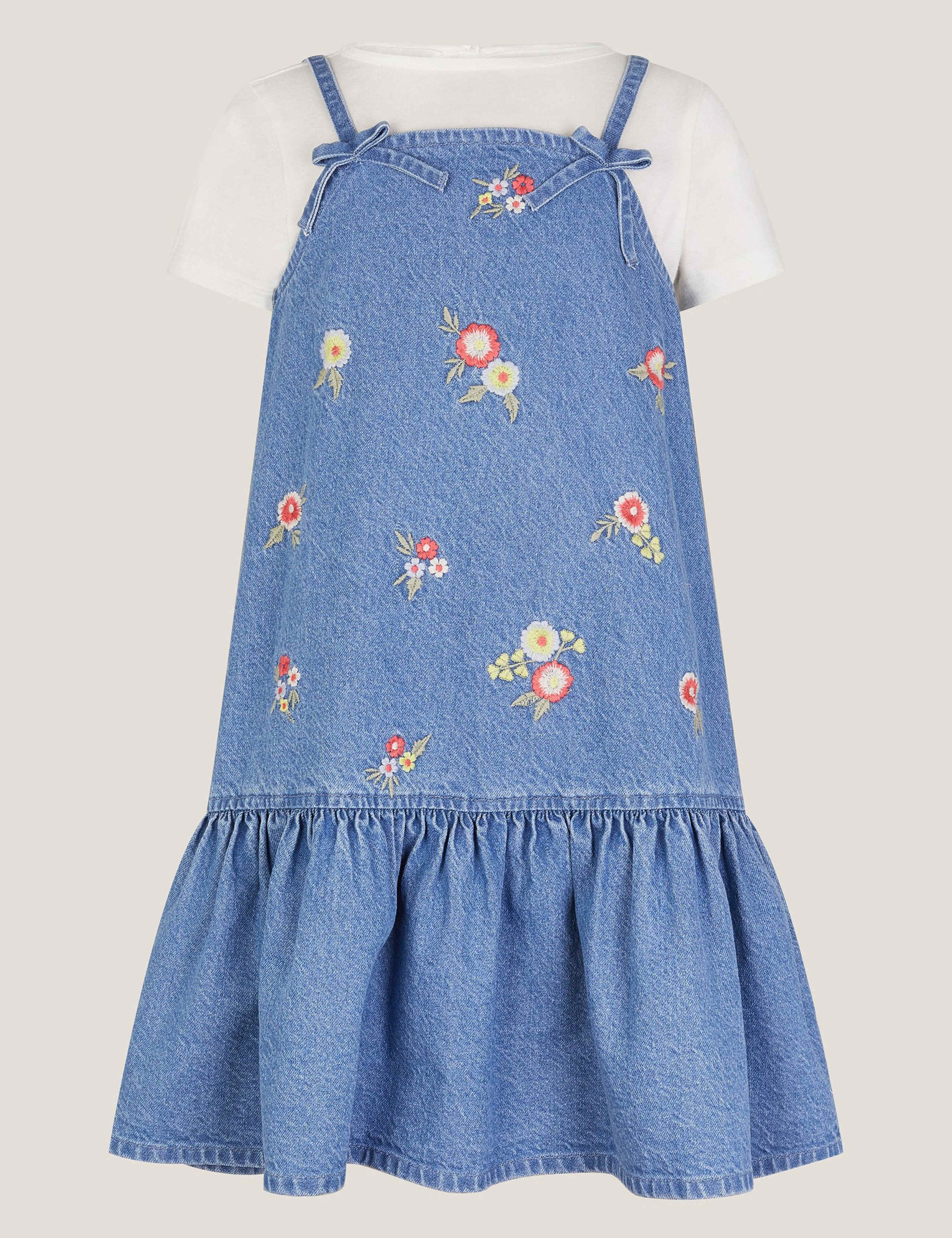 2pc Pure Cotton Floral Dress & T-Shirt Set (3-13 Yrs) 1 of 3