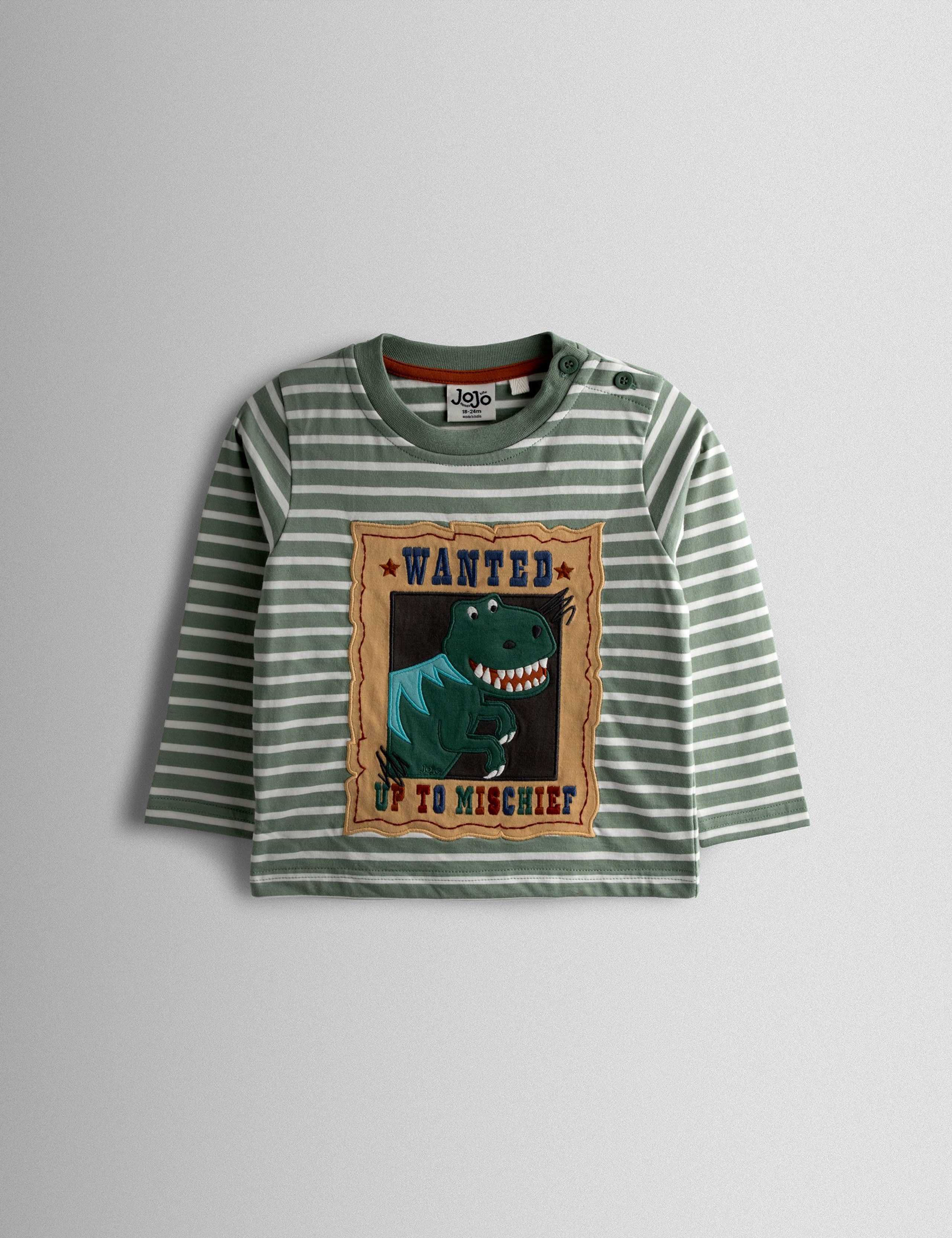 Pure Cotton Wanted Dino Applique Top (6 Mths - 7 Yrs) 1 of 3