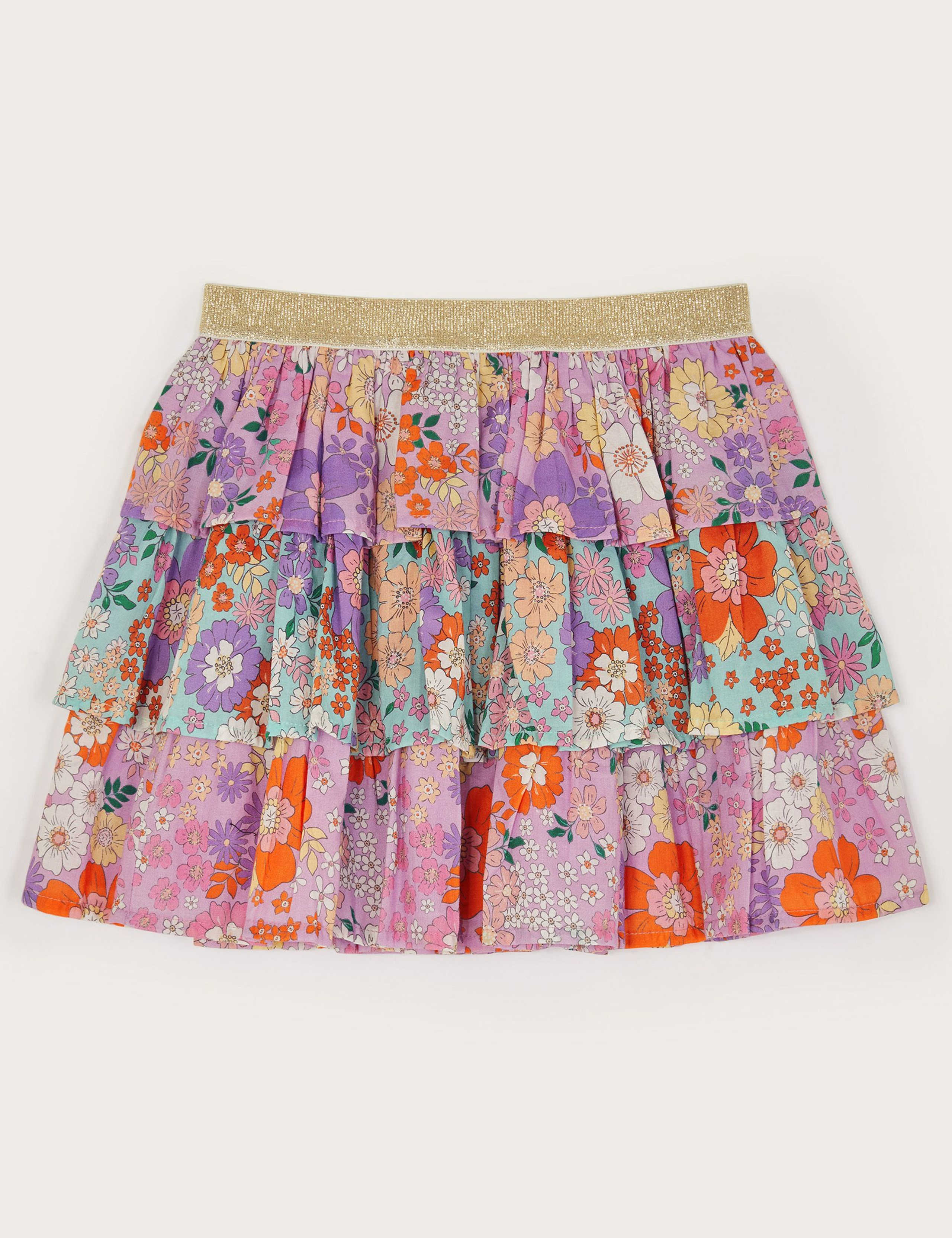 Pure Cotton Floral Tiered Skirt (3-13 Yrs) 2 of 3