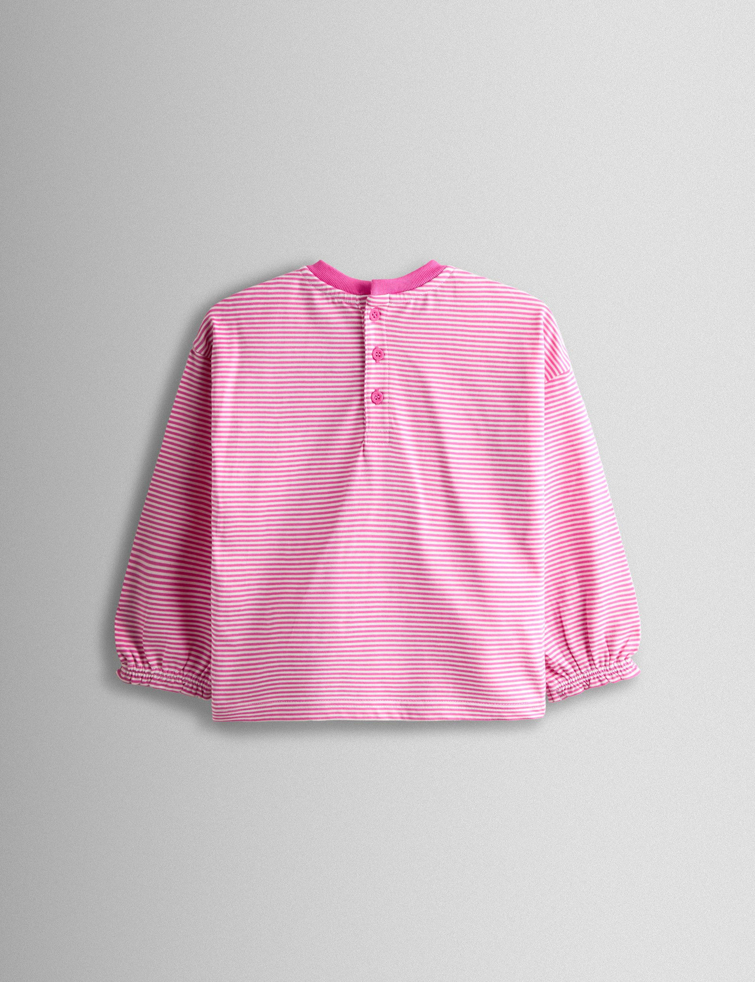 Pure Cotton Striped Unicorn Top (6-9 Yrs) 2 of 4