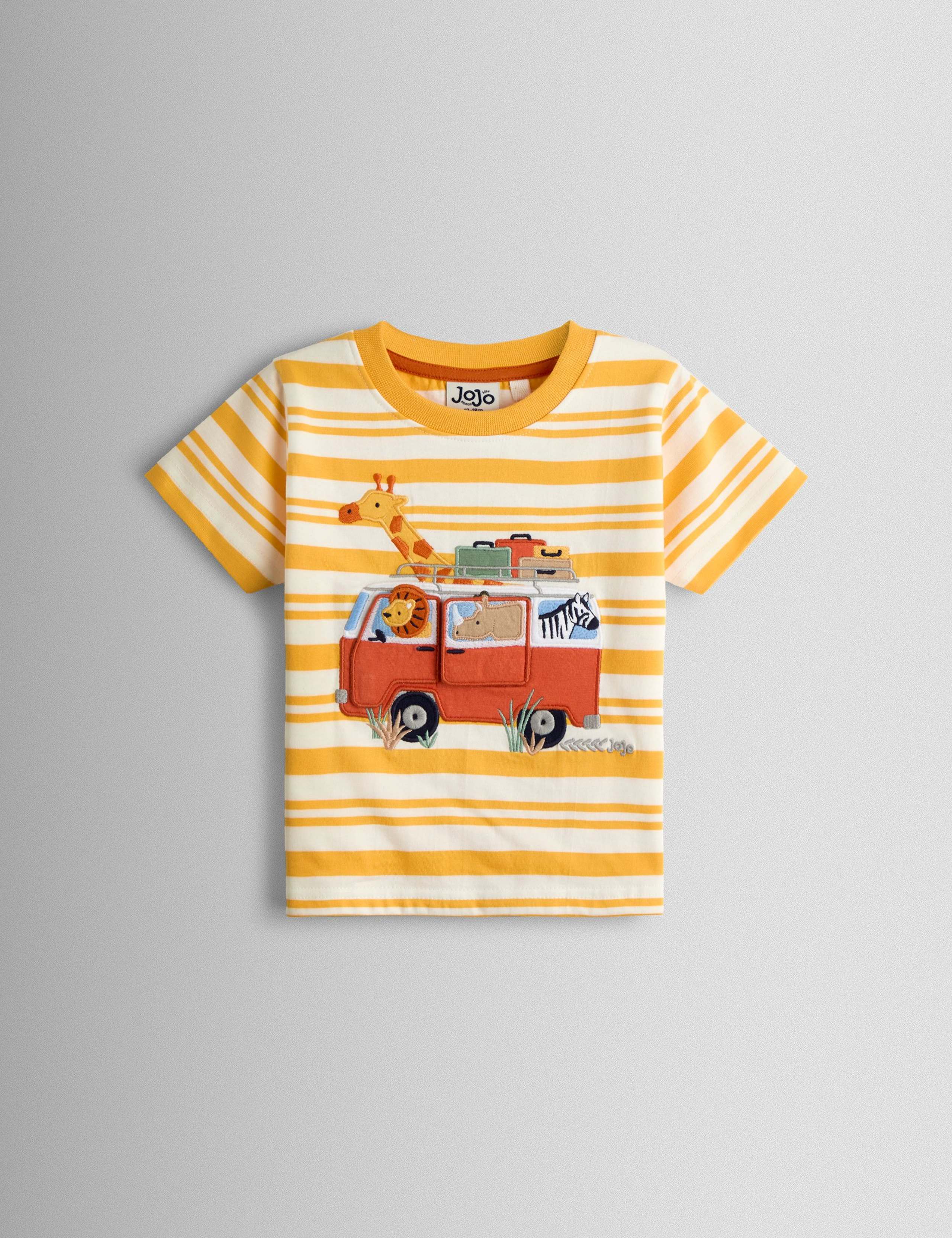 Pure Cotton Striped Appliqué T-Shirt (6 Mths - 7 Yrs) 1 of 3