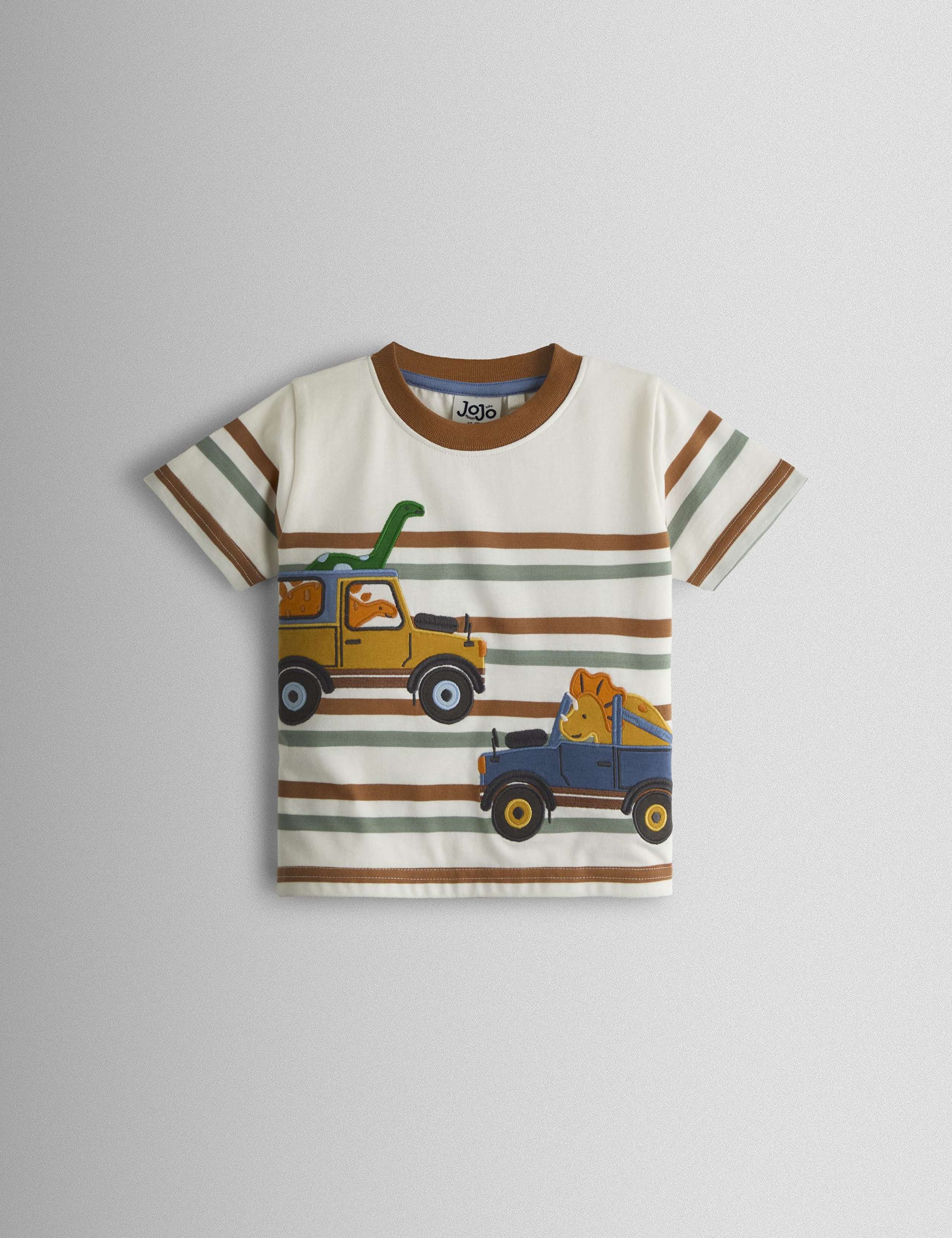 Pure Cotton Dino Truck Appliqué T-Shirt (6 Mths - 6 Yrs) 1 of 3