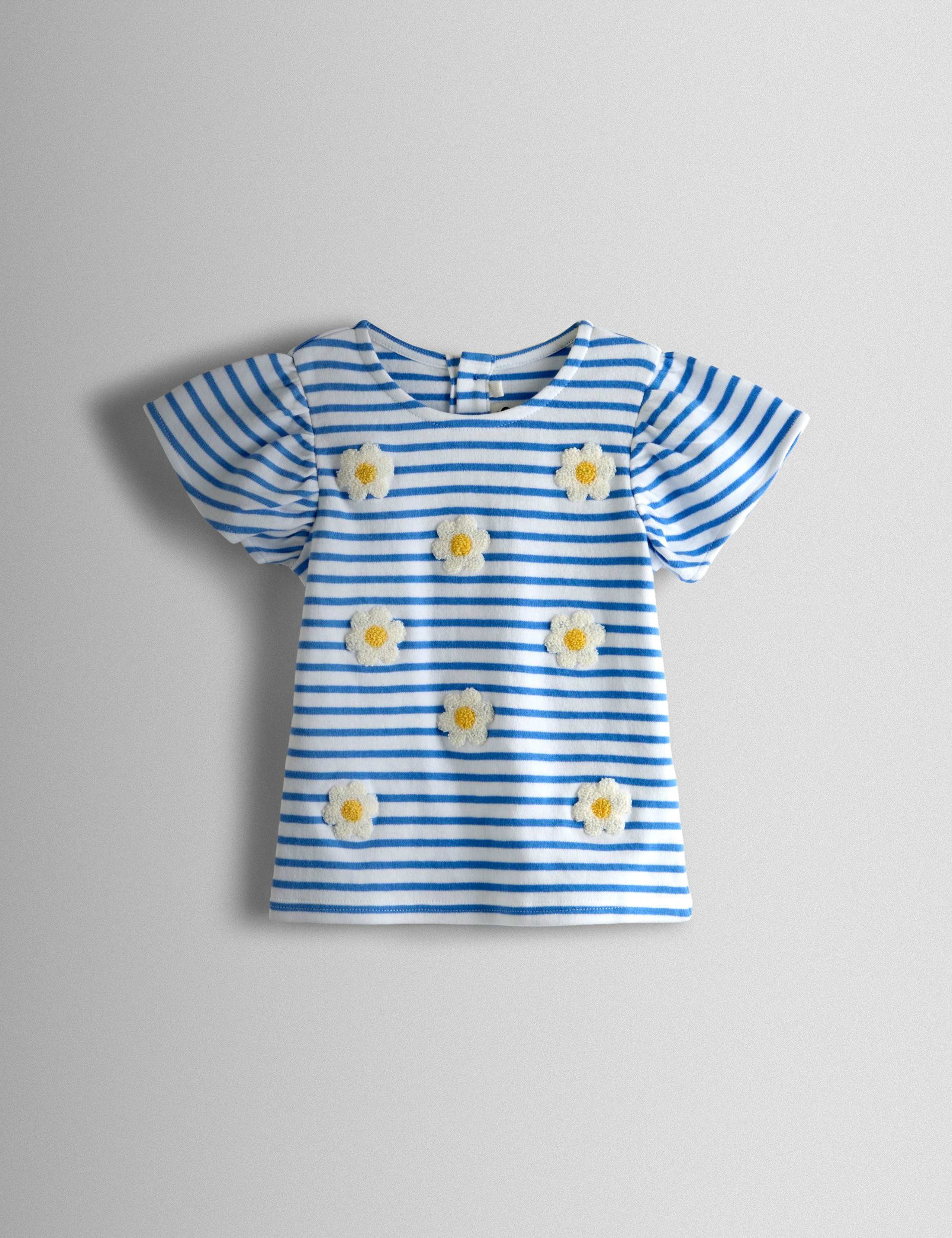Daisy Boucle Appliqué Striped Top (6 Mths-9 Yrs) 1 of 3
