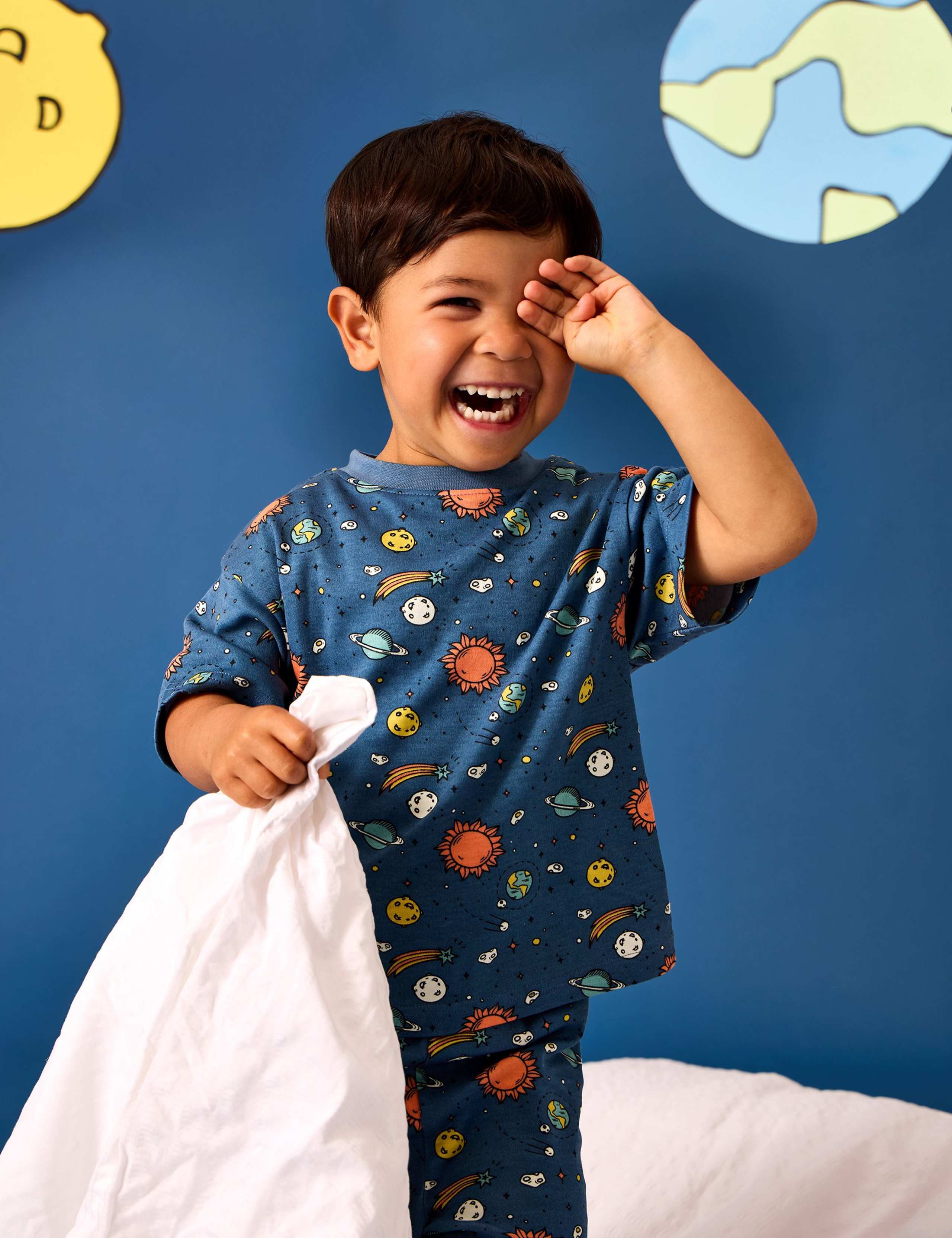 Pure Cotton Glow In The Dark Space Pyjamas (1-6 Yrs) 2 of 9