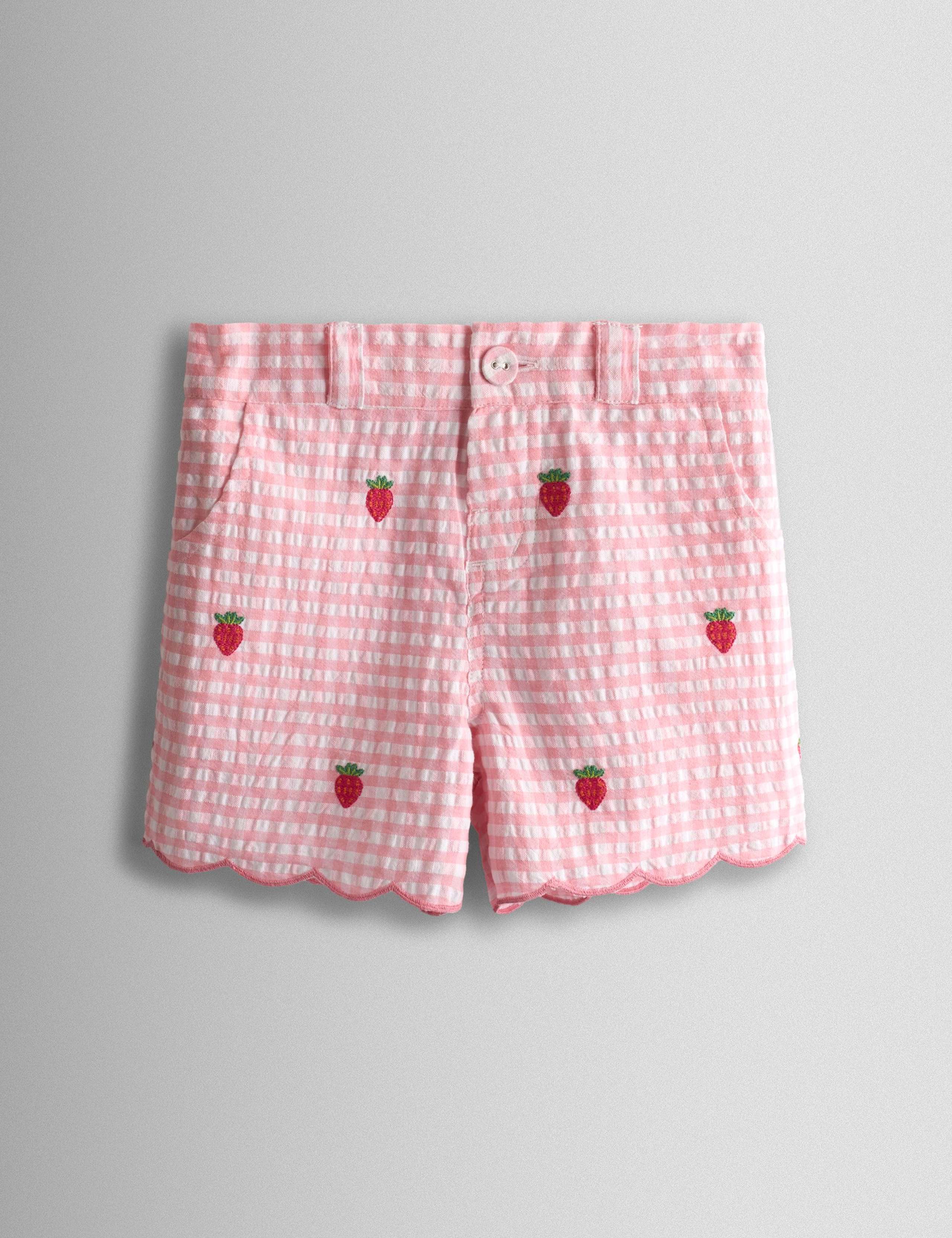 Pure Cotton Gingham Strawberry Shorts (6 Mths-7 Yrs) 1 of 4
