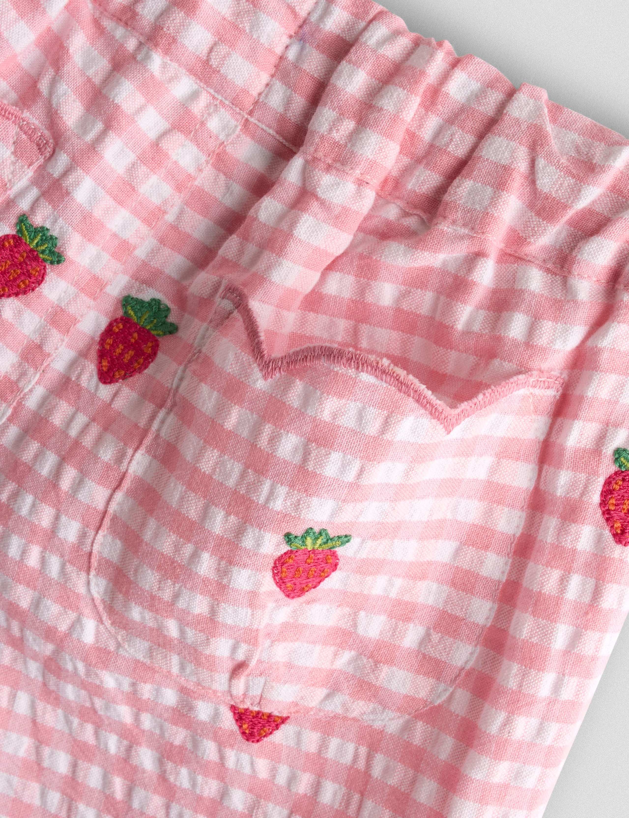 Pure Cotton Gingham Strawberry Shorts (6 Mths-7 Yrs) 3 of 4
