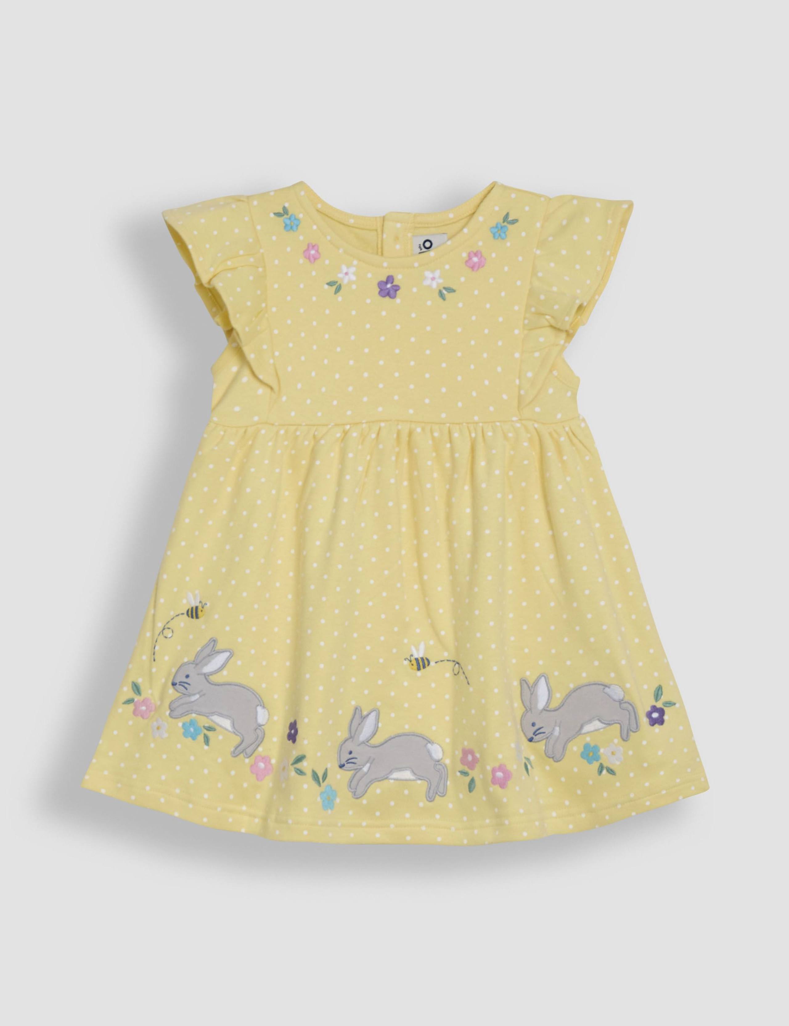 Pure Cotton Bunny Appliqué Dress (1-5 Yrs) 1 of 3