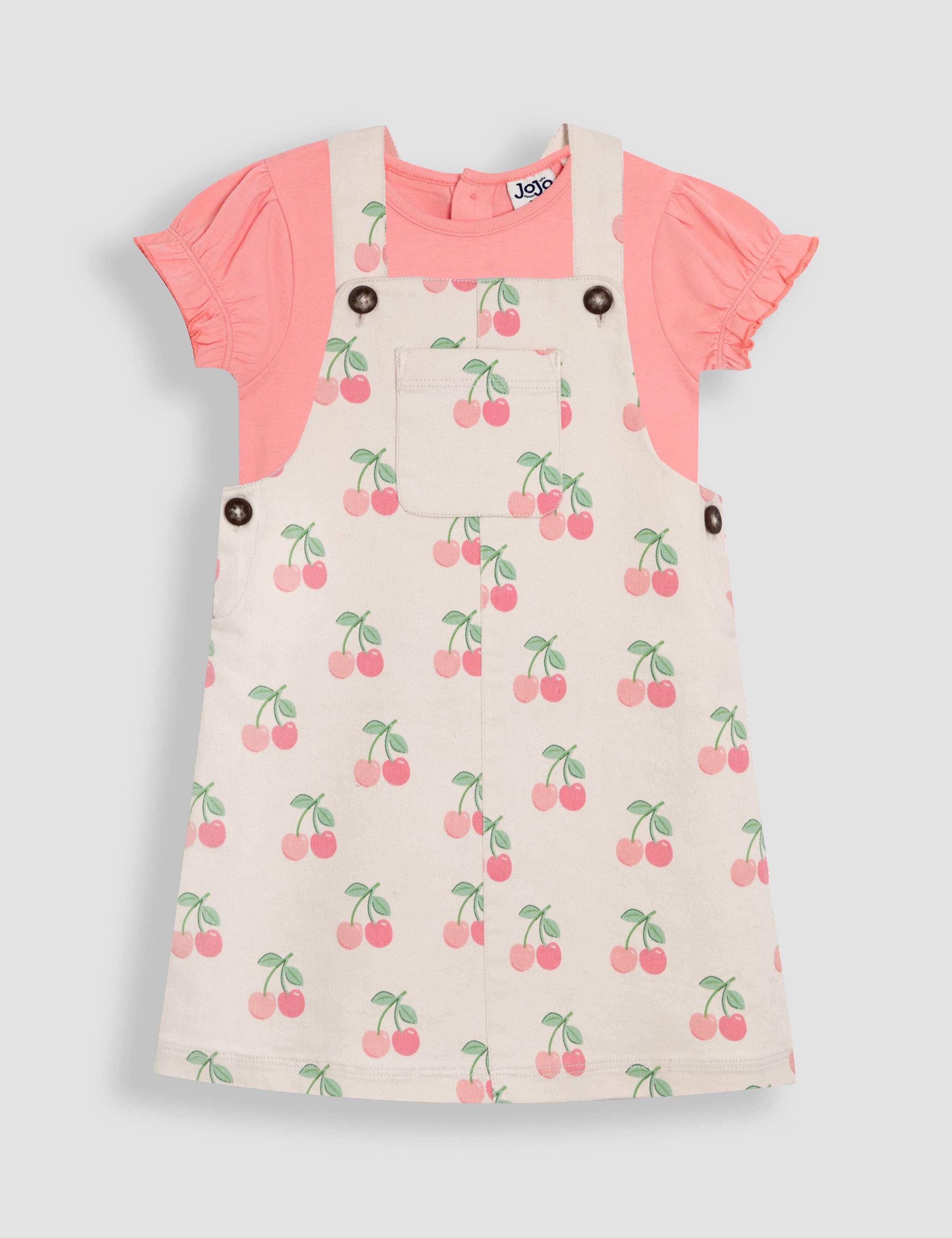 2pc Pure Cotton Cherry Dungaree Outfit (6 Mths-5 Yrs) 2 of 7