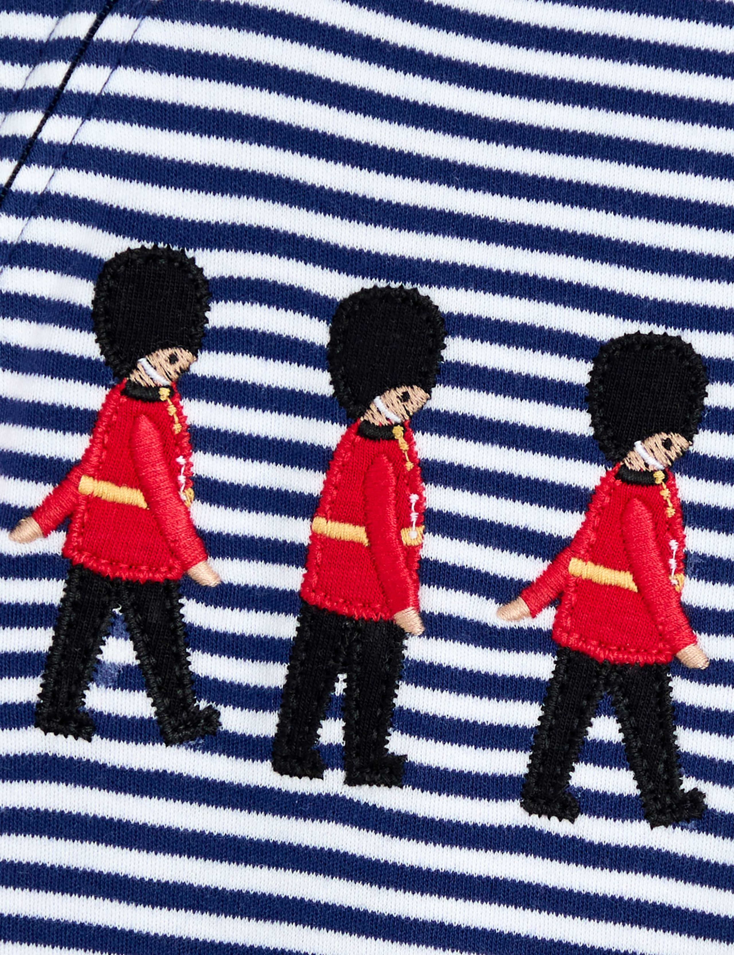 Pure Cotton Striped Soldier Zip Sleepsuit (7lbs-18 Mths) 3 of 3