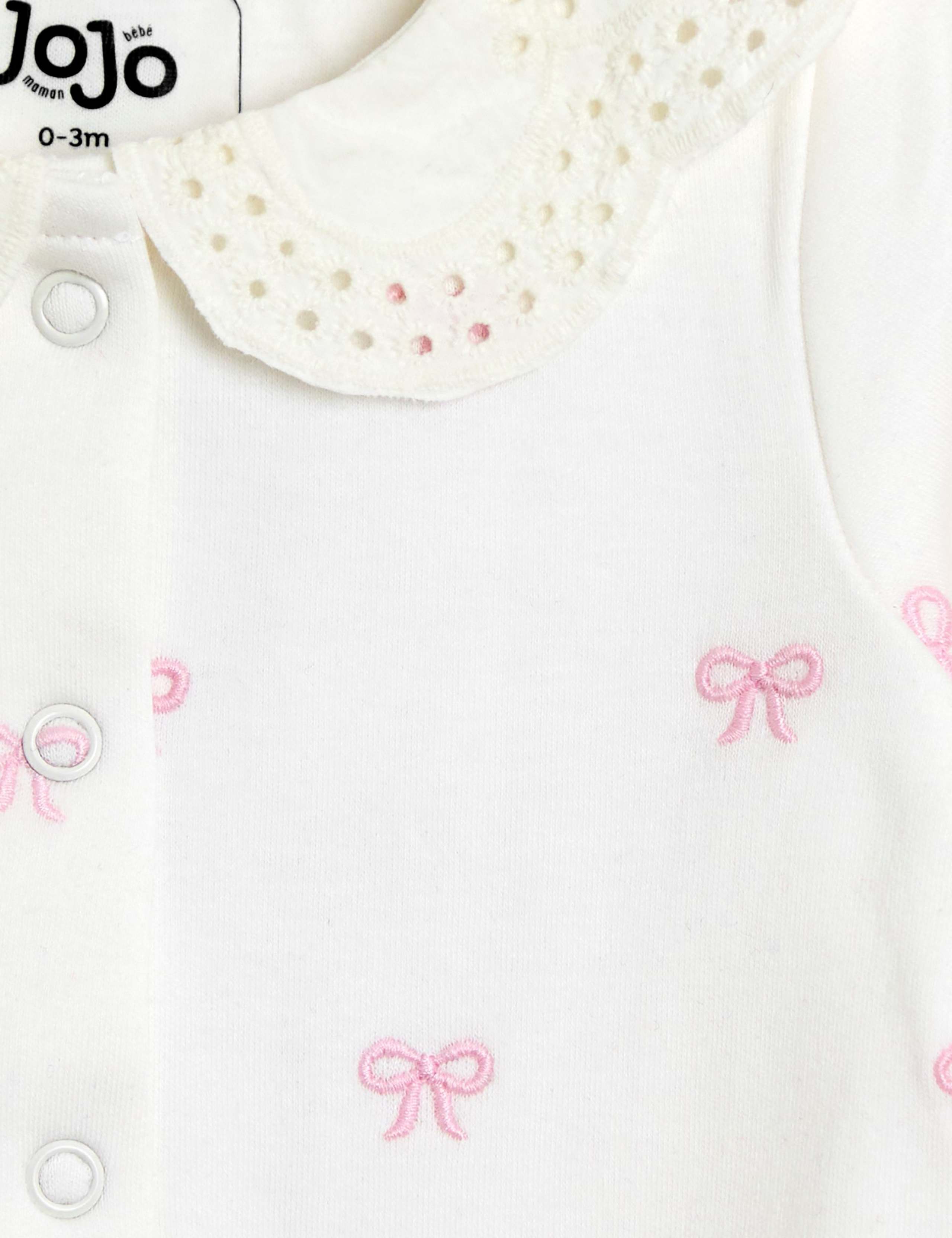 Pure Cotton Bow Sleepsuit (7lbs-18 Mths) 3 of 3