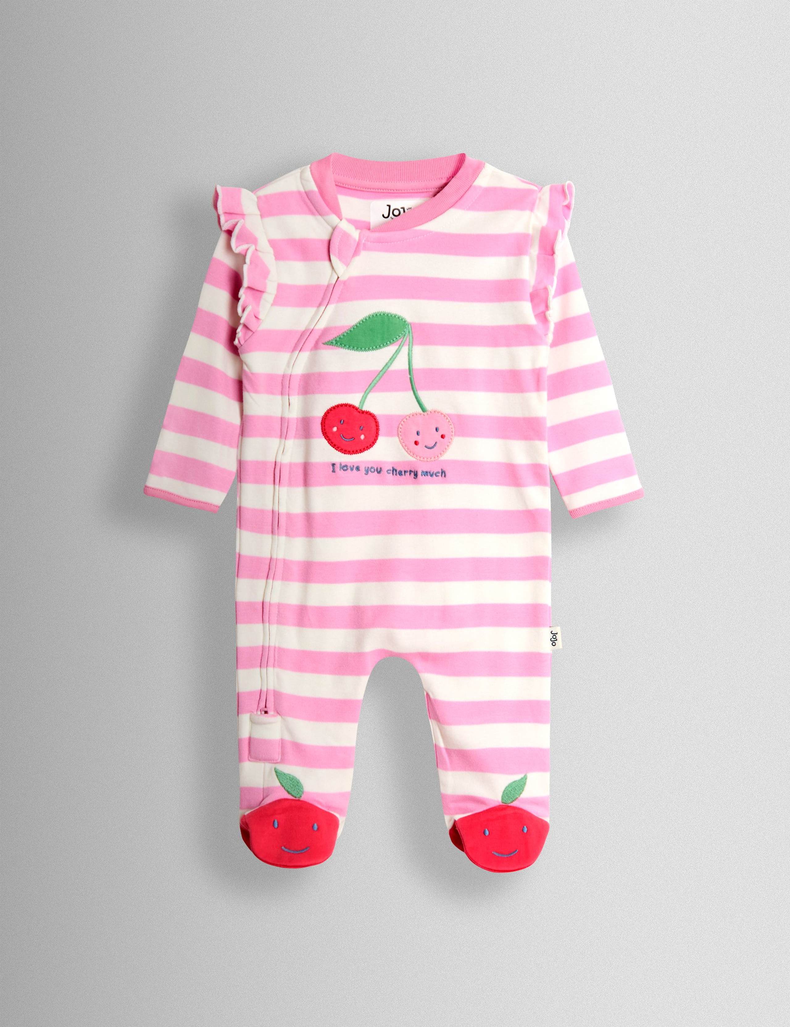 Pure Cotton Striped Sleepsuit (7lbs-12 Mths) 1 of 3