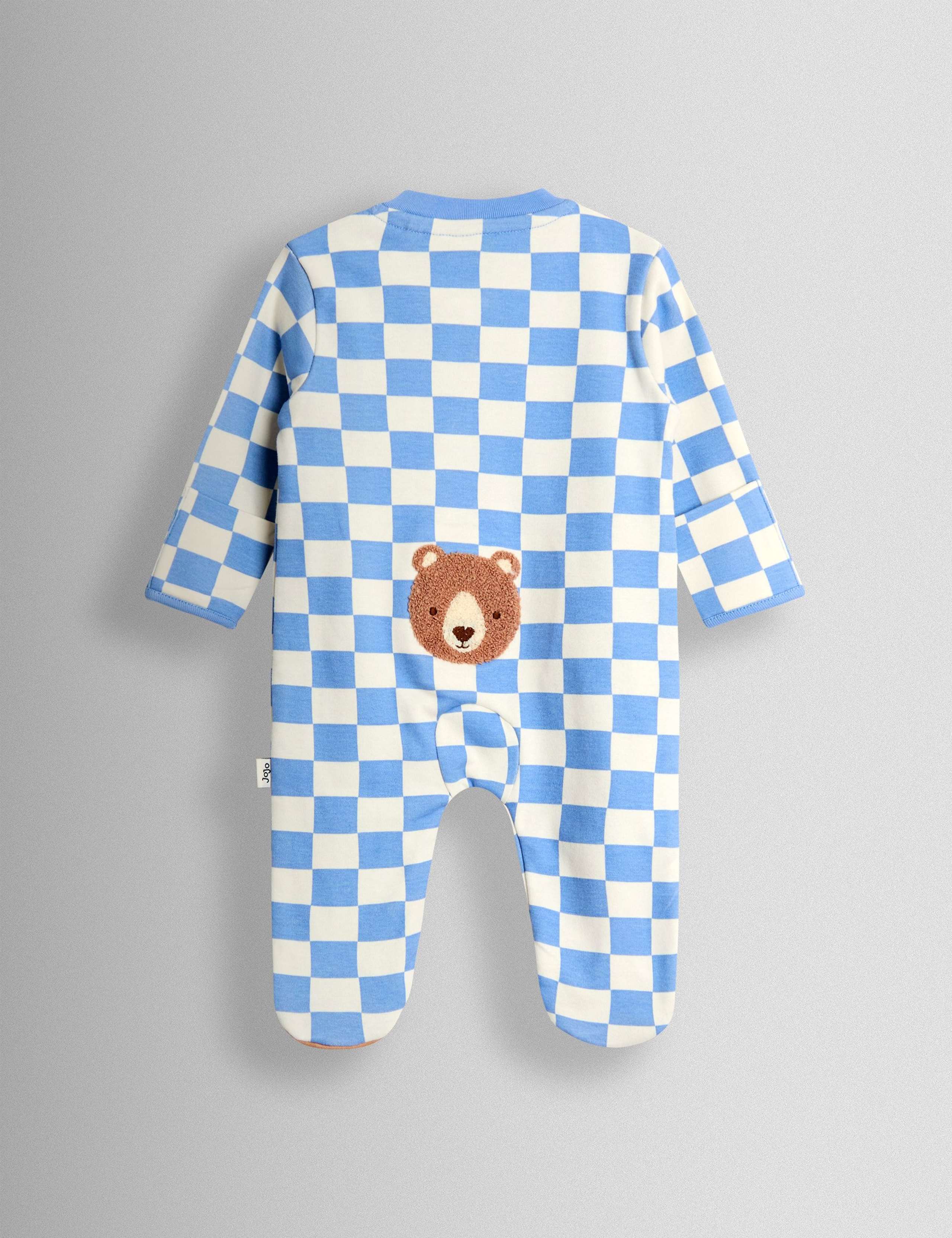 Pure Cotton Checked Bear Sleepsuit (7lbs-18 Mths) 4 of 4