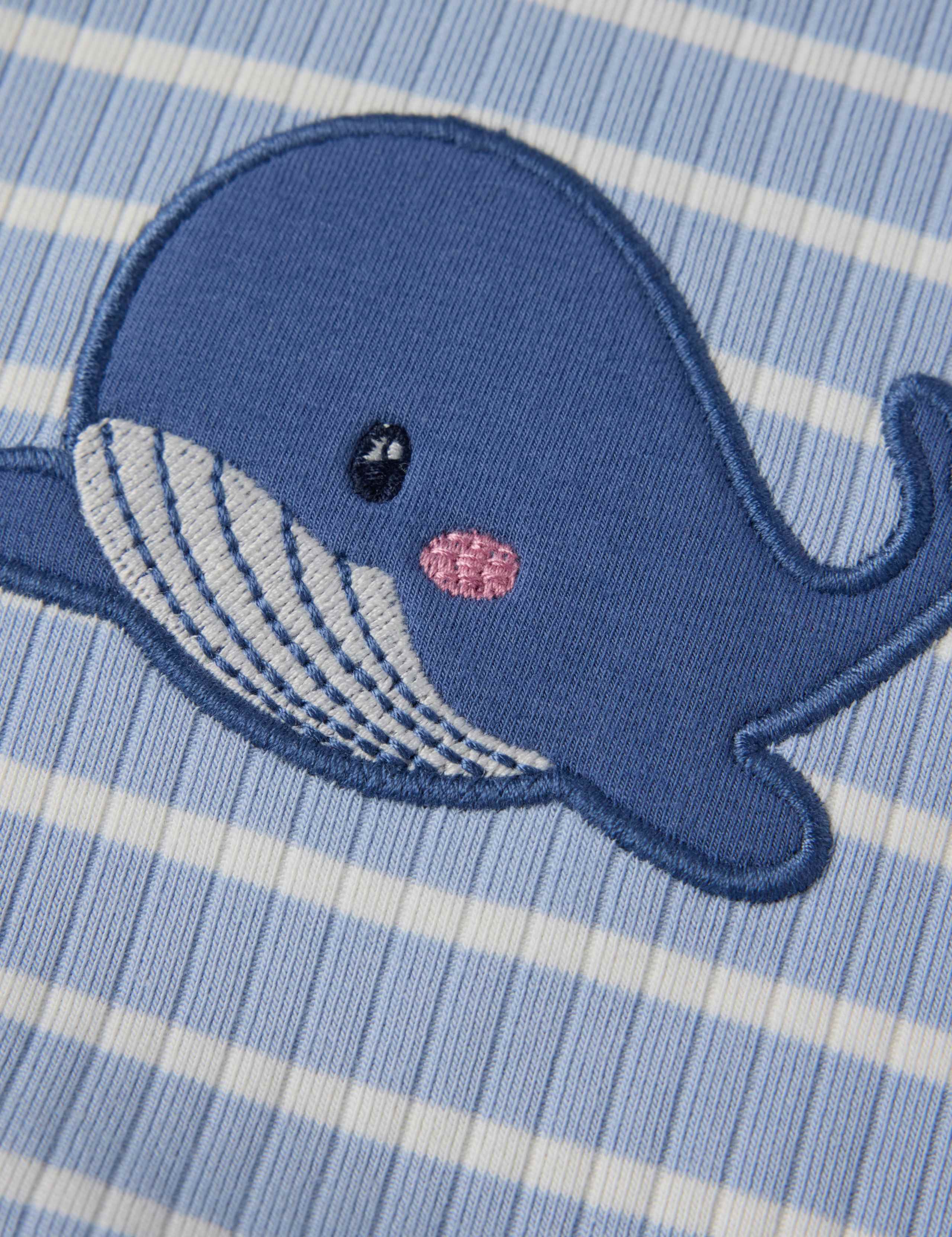 Cotton Rich Ribbed Striped Whale Bodysuit (1-12 Mths) 4 of 4
