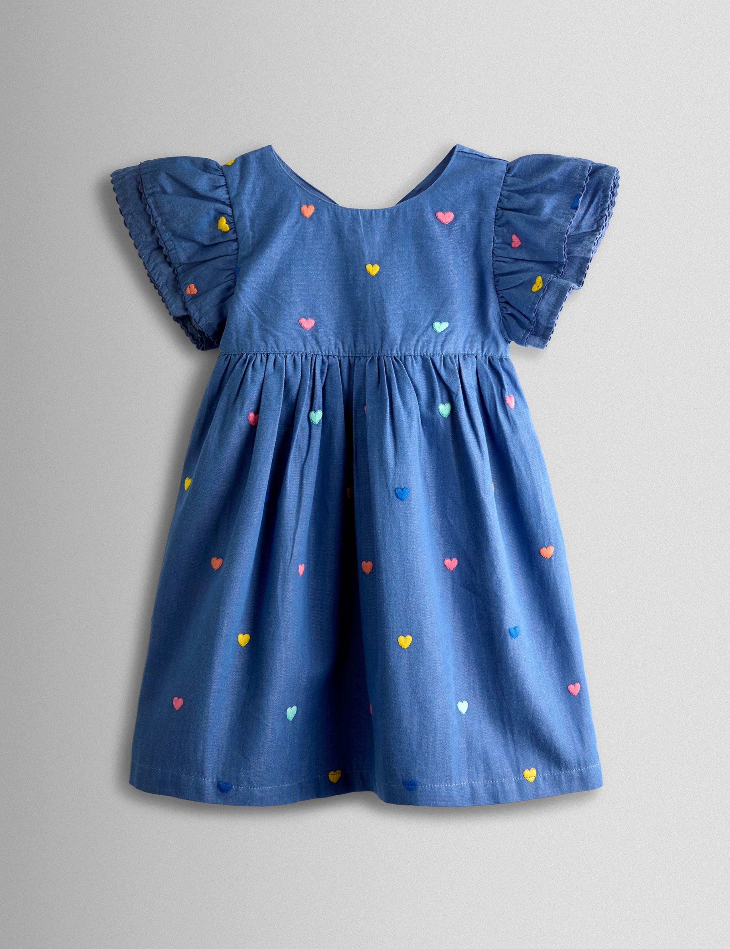 Pure Cotton Heart Frill Dress (6 Mths-7 Yrs) 3 of 6