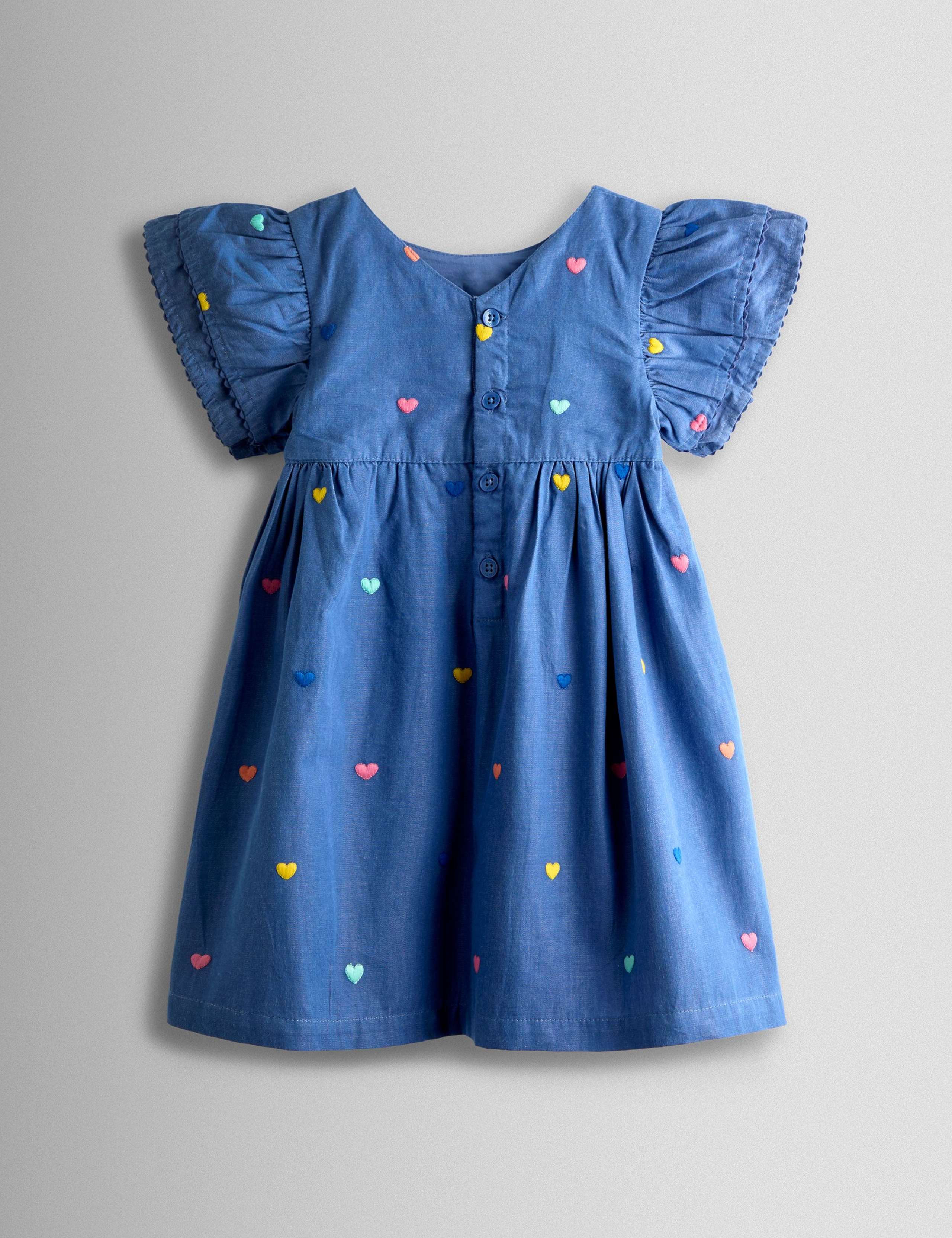 Pure Cotton Heart Frill Dress (6 Mths-7 Yrs) 4 of 6