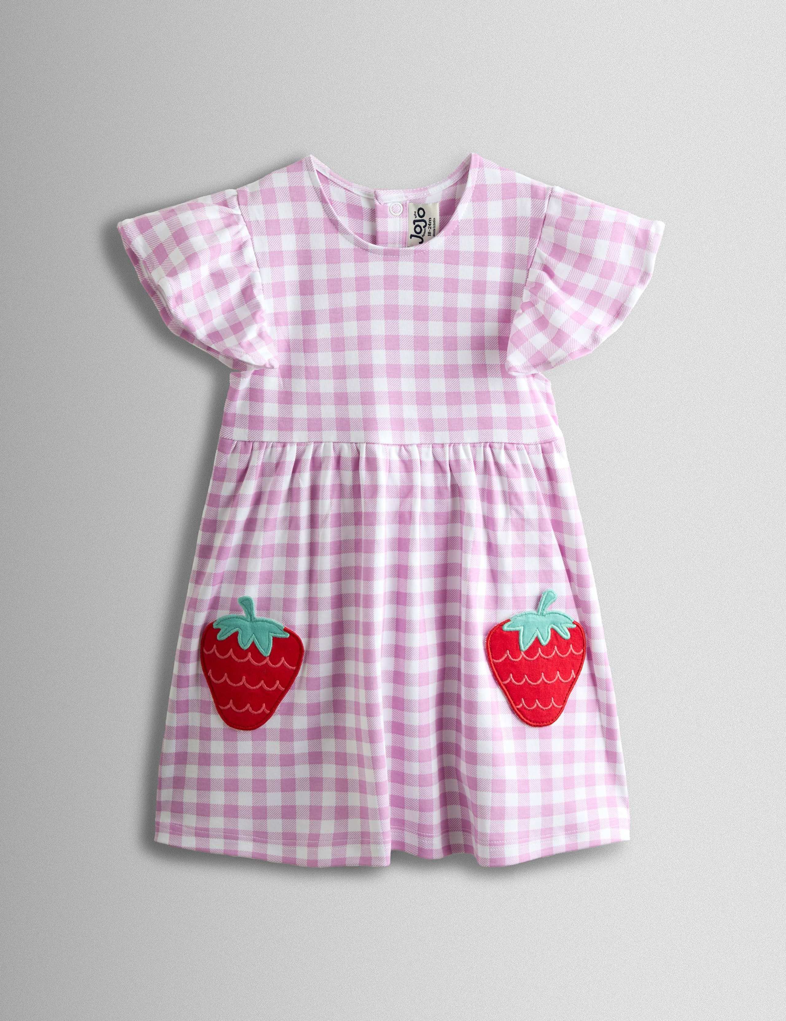Pure Cotton Strawberry Applique Dress (6 Mths-7 Yrs) 3 of 7