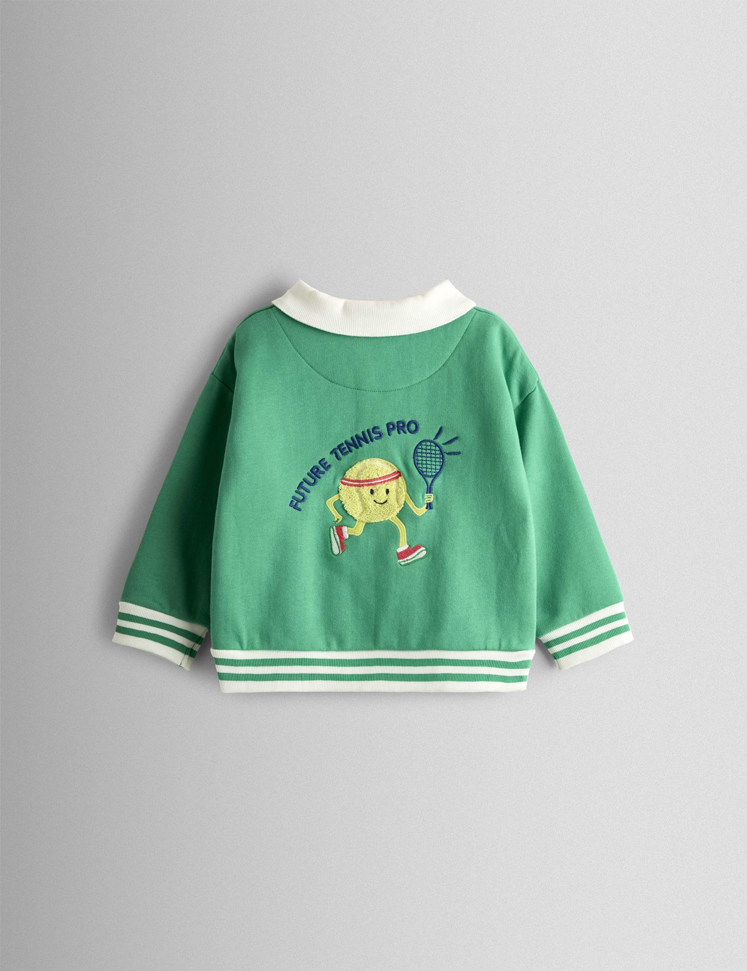 Tennis Appliqué Half Zip Sweatshirt (1-9 Yrs) 4 of 4